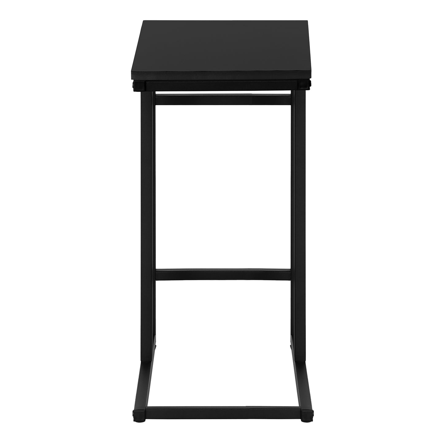 Sleek black metal frame with a minimalist black tabletop perfect for a modern bar stool