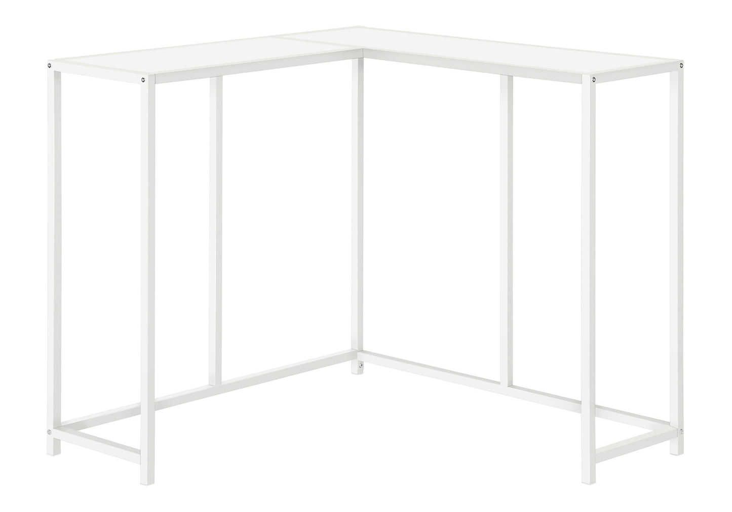 White modern Lshaped desk frame with clean lines perfect for home office setups