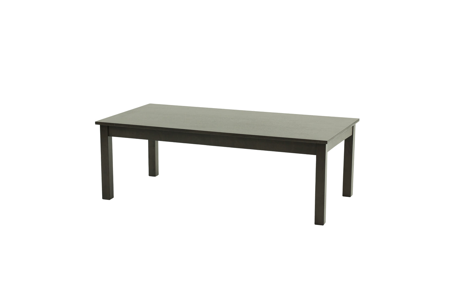 Dark wood rectangular coffee table with straight legs