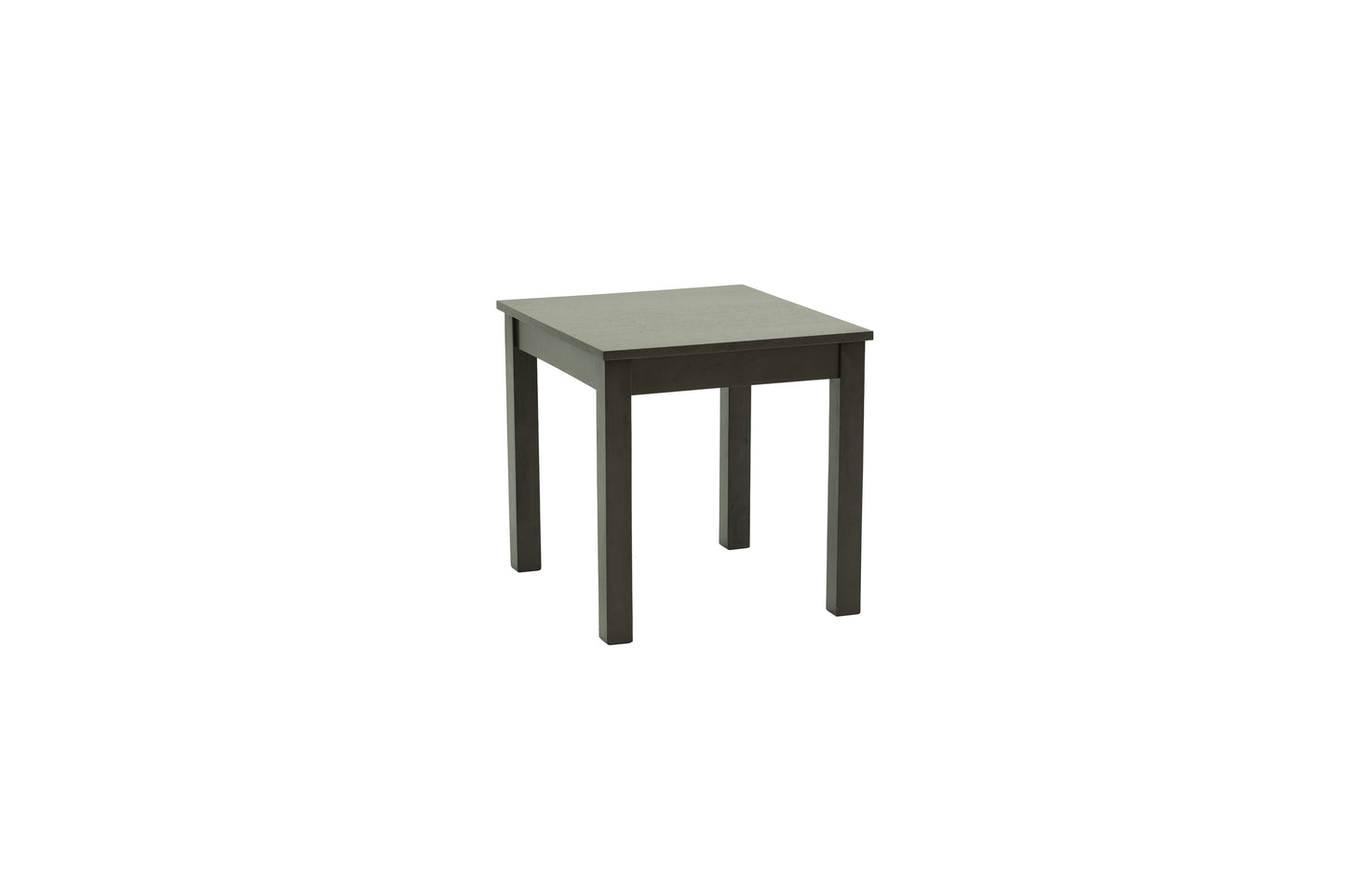 Dark grey wooden end table with square top and simple legs