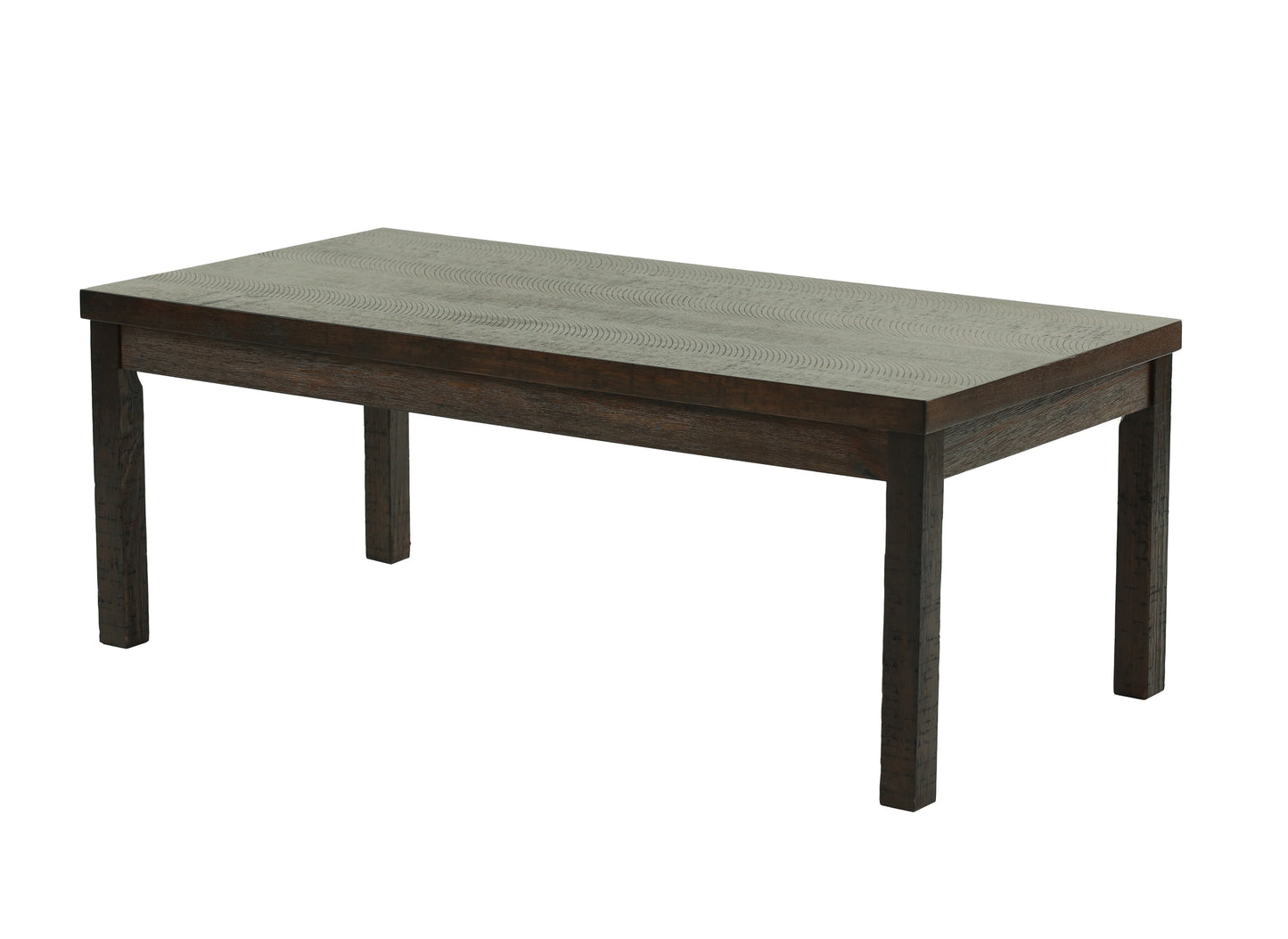 Dark wood rectangular dining table with subtle textured surface