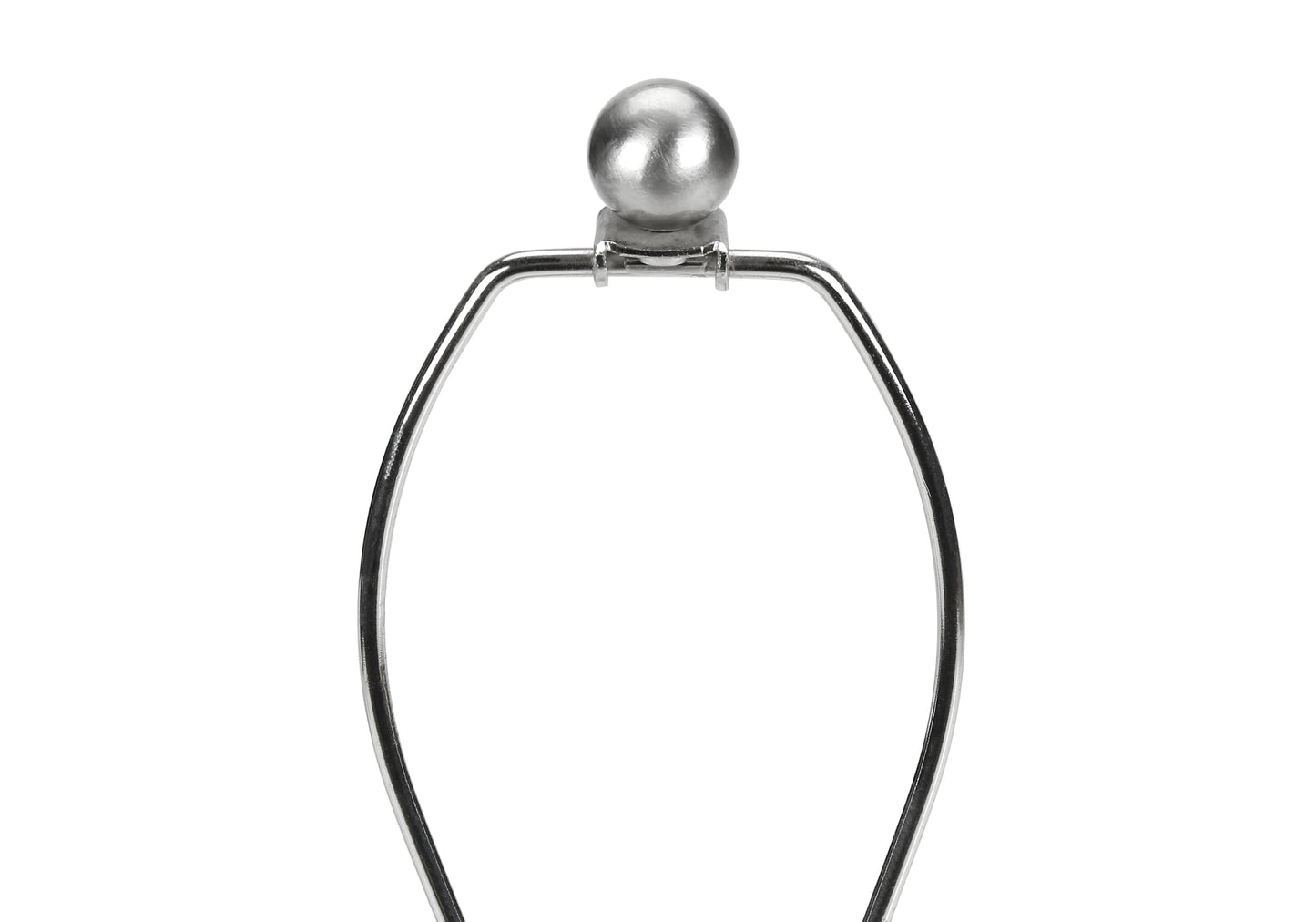 Polished chrome harp finial with a sleek modern design perfect for lamp bases