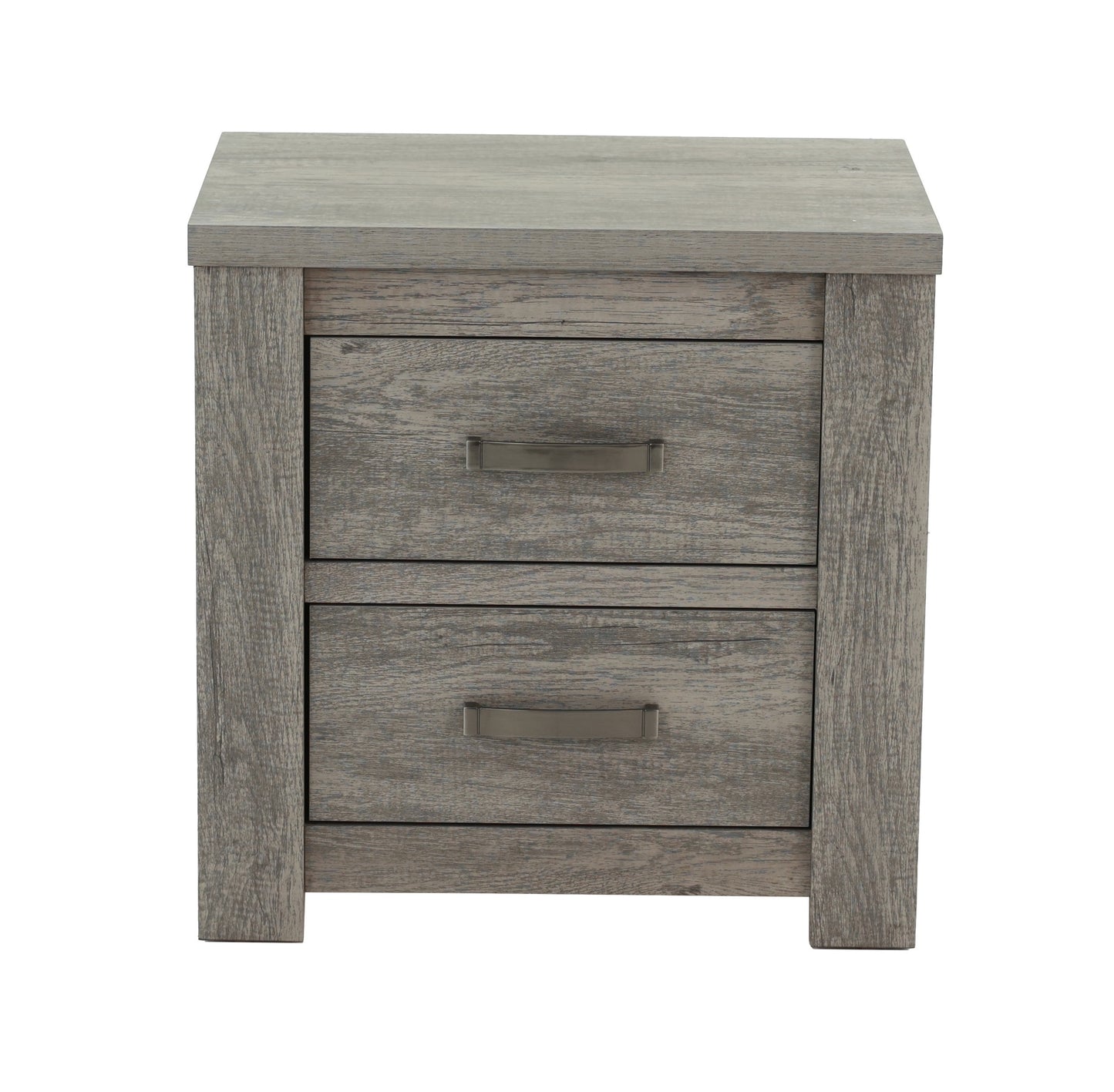 TREATLIFE HOME Rustic Light Grey Nightstand with 2 Drawers, Modern Style, Solid Wood Bedroom Furniture