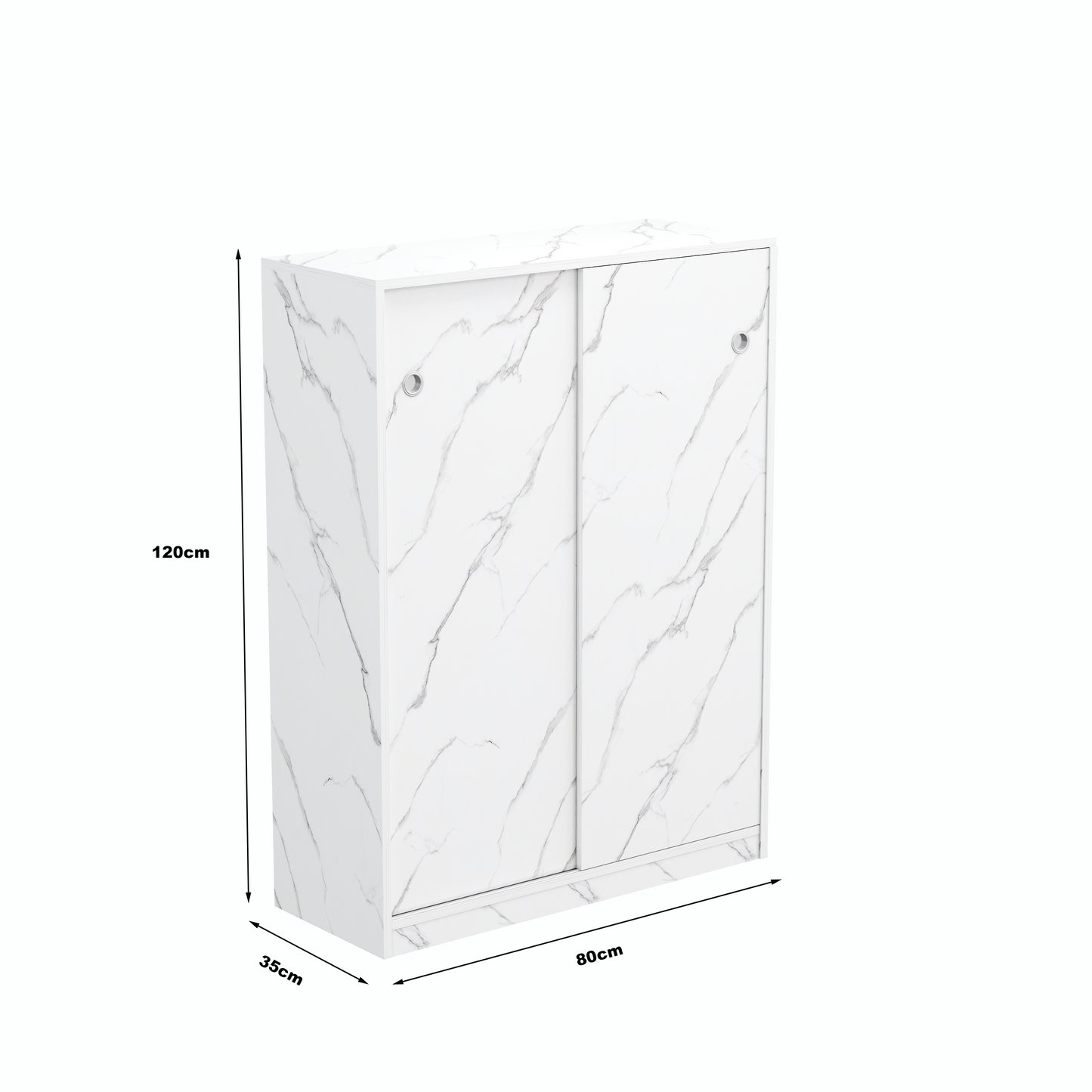 Modern white marble effect door wardrobe cm high