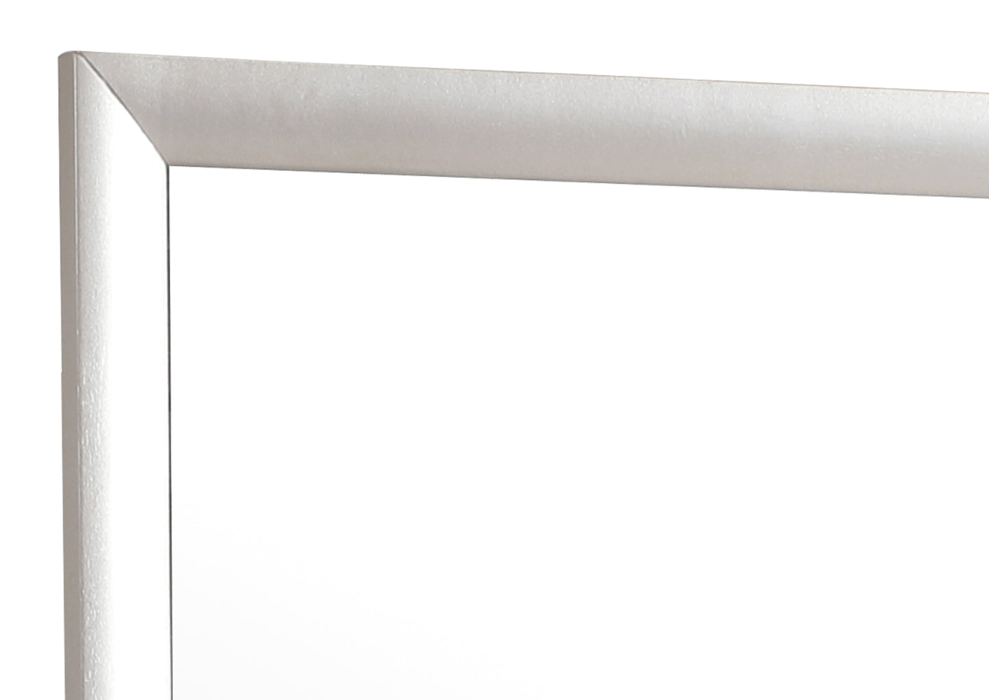 Closeup of a brushed silver metal picture frame corner showcasing its clean lines
