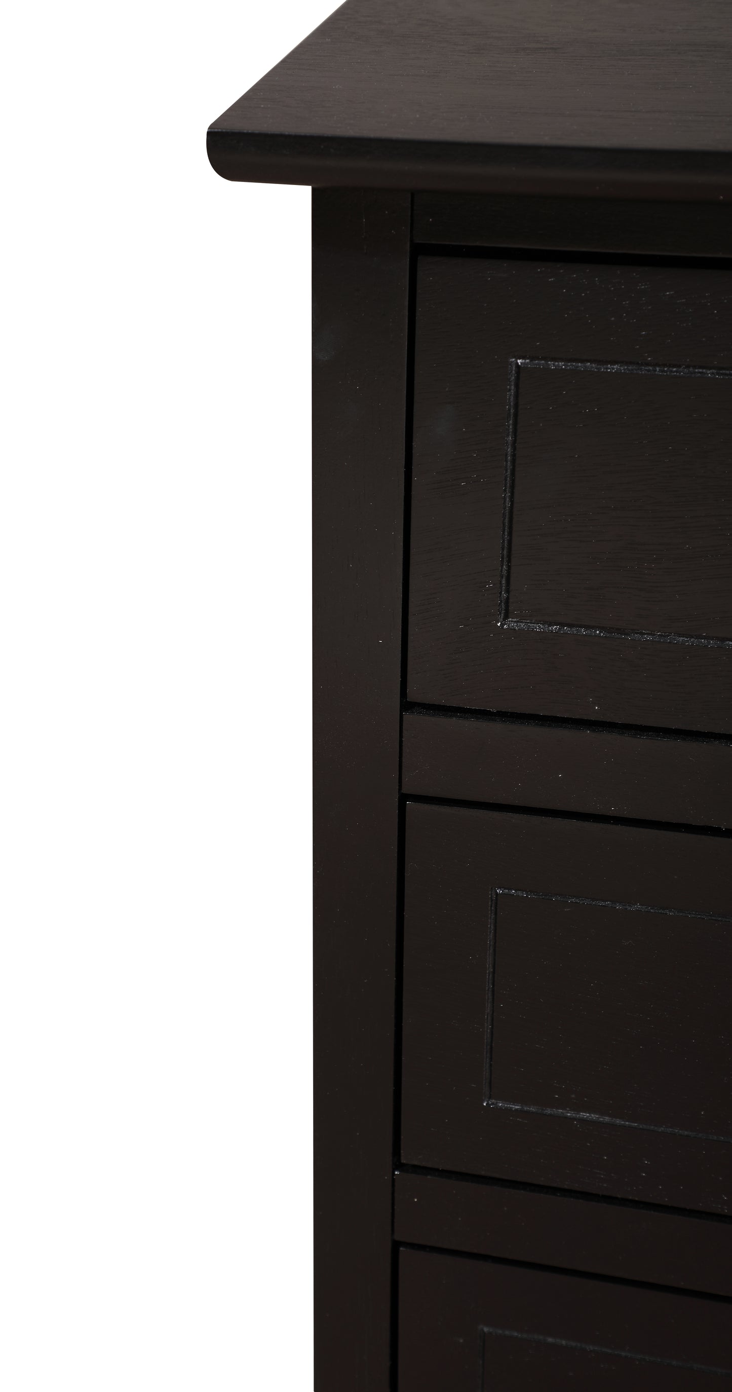 Dark brown wood dresser with recessed drawer fronts classic design