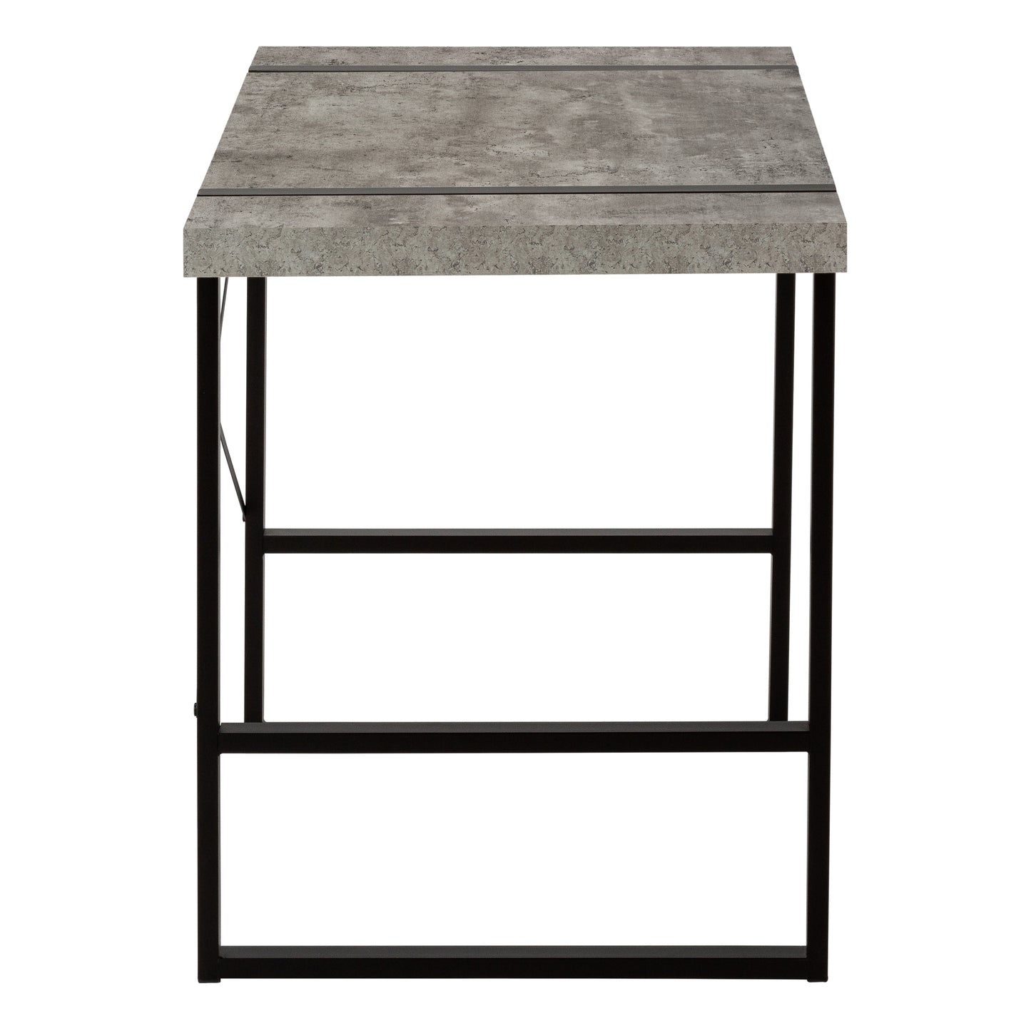 Gray concrete effect top side table with black metal frame