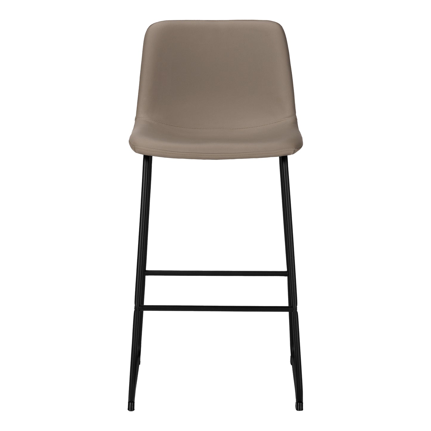 Taupe leatherette bar stool with sleek black metal legs for modern kitchens