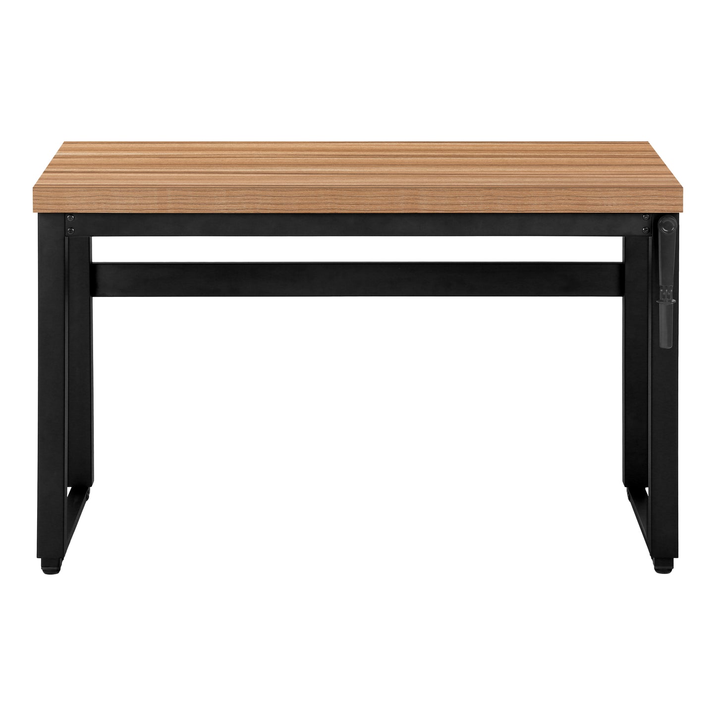 Natural wood grain top computer desk with black metal frame