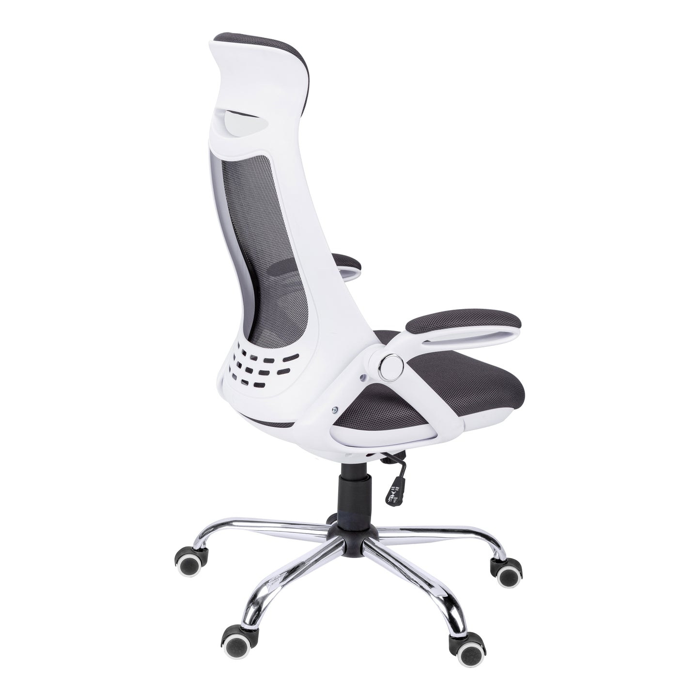 White mesh ergonomic office chair with adjustable arms and lumbar support