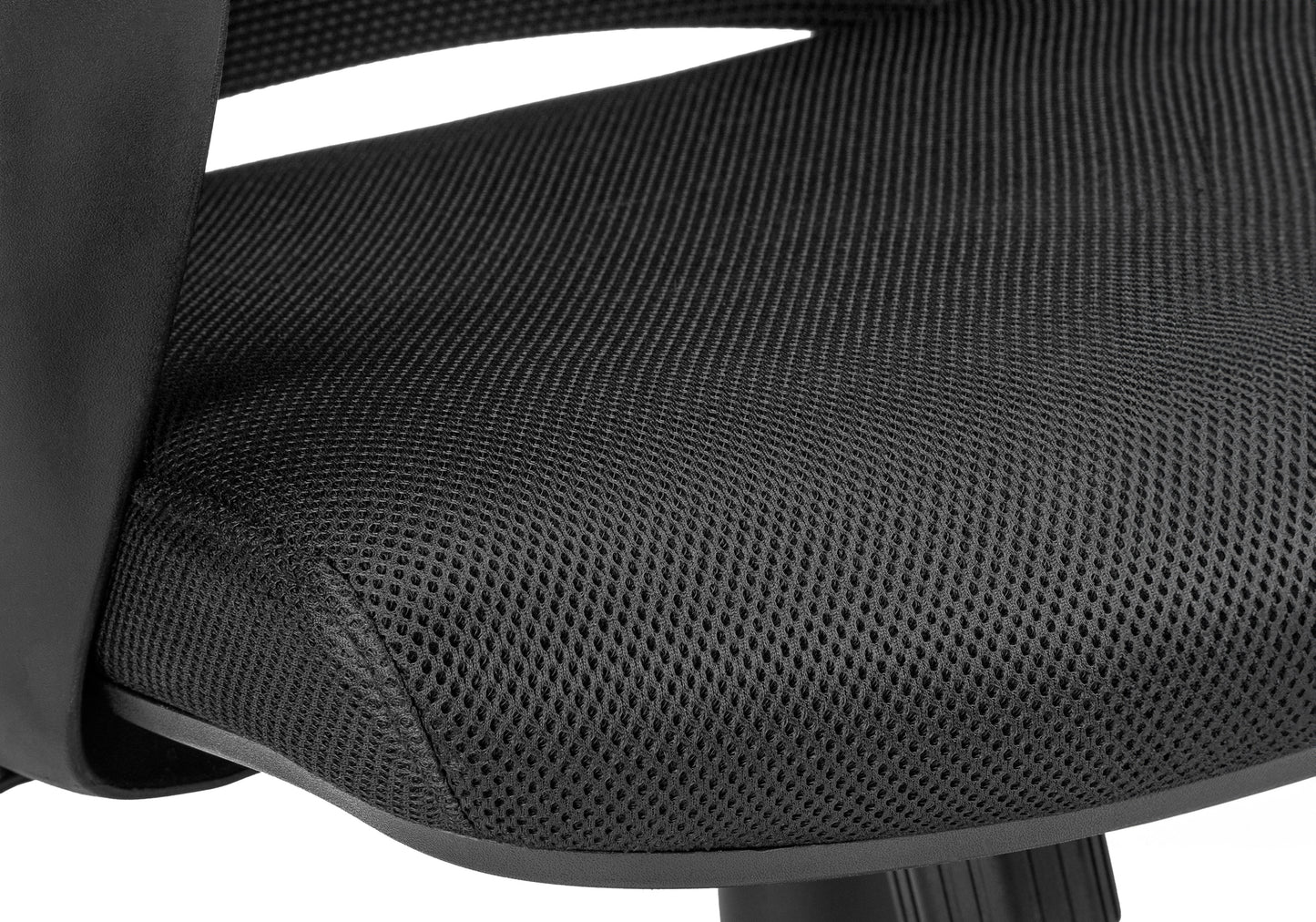 Black mesh office chair seat cushion with textured fabric detail