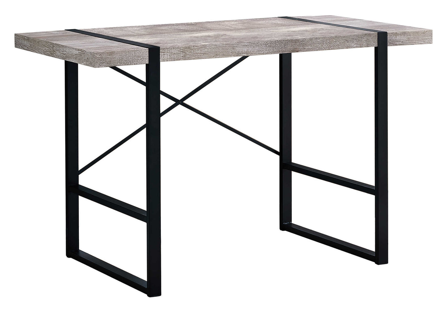 Industrial bar table with distressed wood top and black metal frame