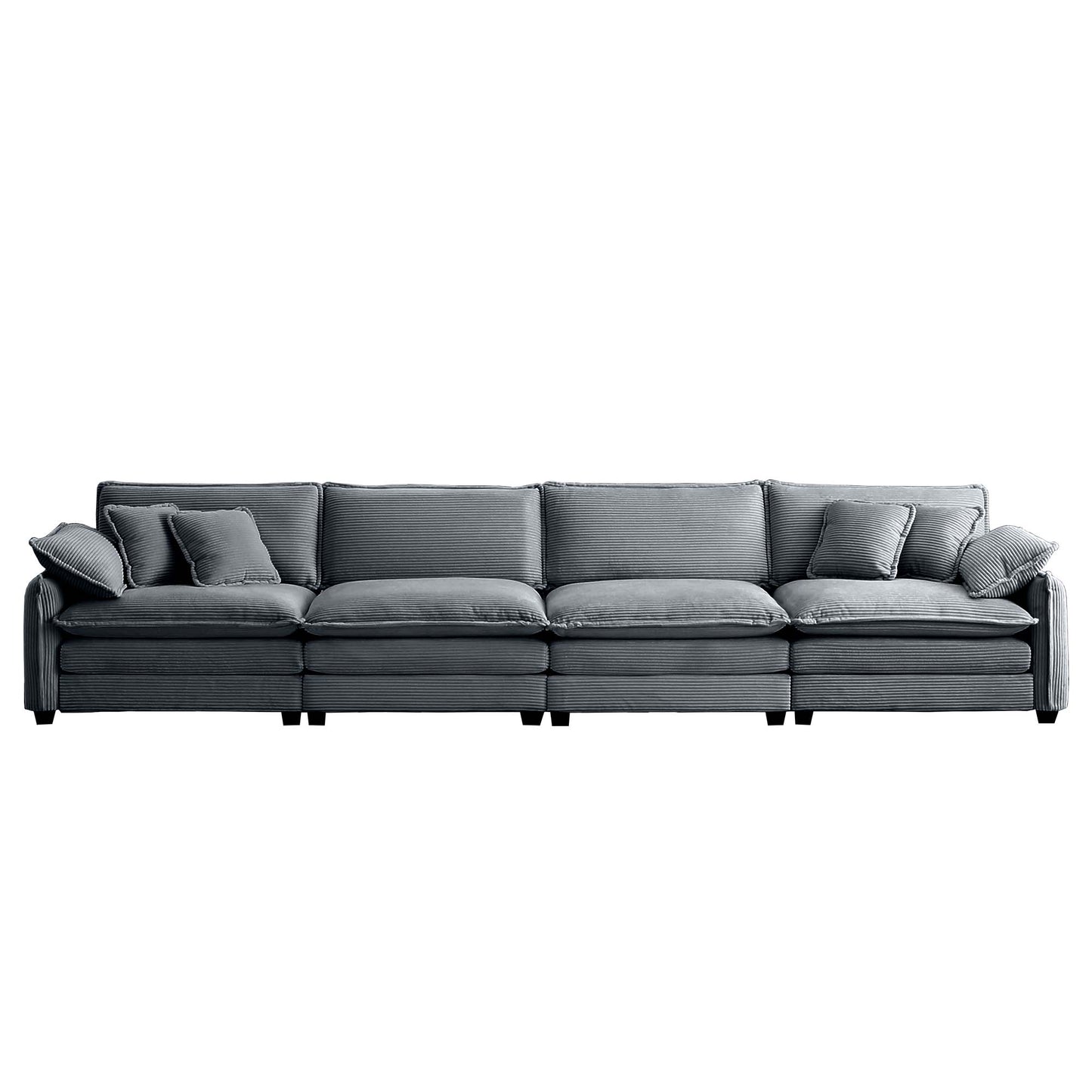 Deep gray corduroy sectional sofa with plush cushions and modern low profile for comfortable living rooms