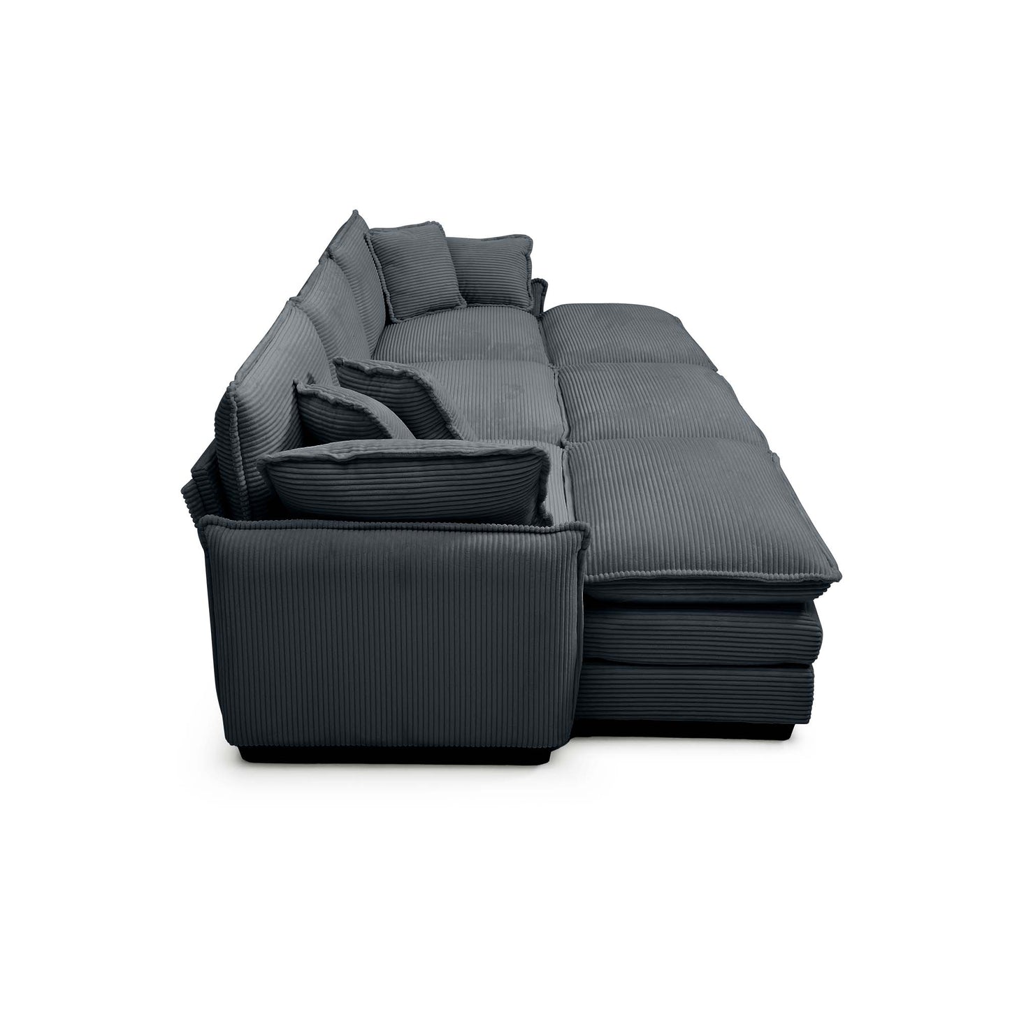 Dark grey corduroy sectional sofa with plush cushions perfect for modern living rooms