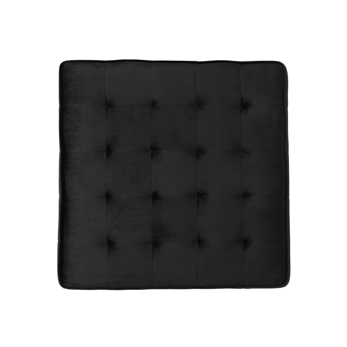 Black velvet tufted ottoman