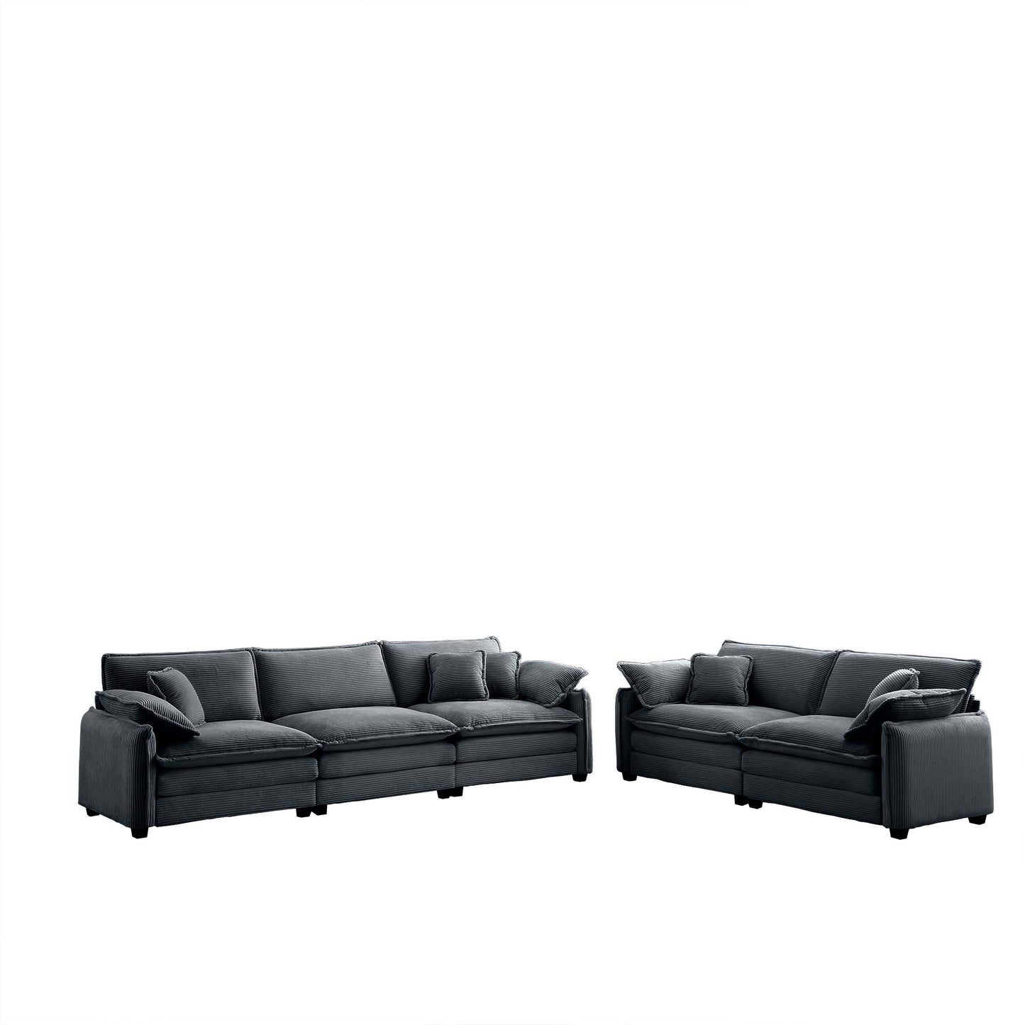 Dark gray corduroy modular sofa with plush cushions perfect for modern living rooms