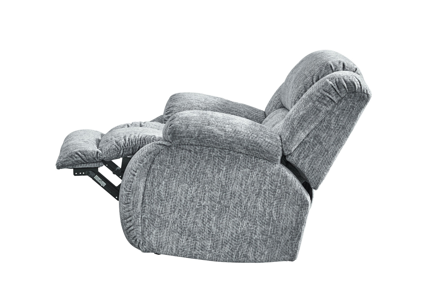 Comfortable grey fabric recliner chair with extended footrest perfect for living rooms