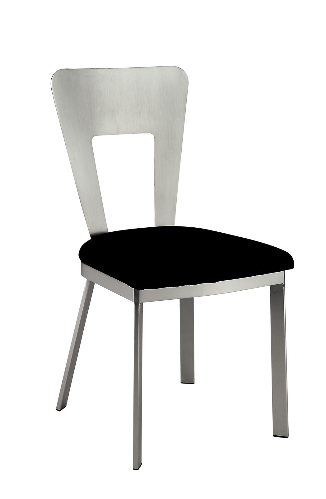 TREATLIFE HOME Contemporary Dining Chairs Set of 2, Keyhole Back Design, Silver Metal Frame with Black Microfiber Seat