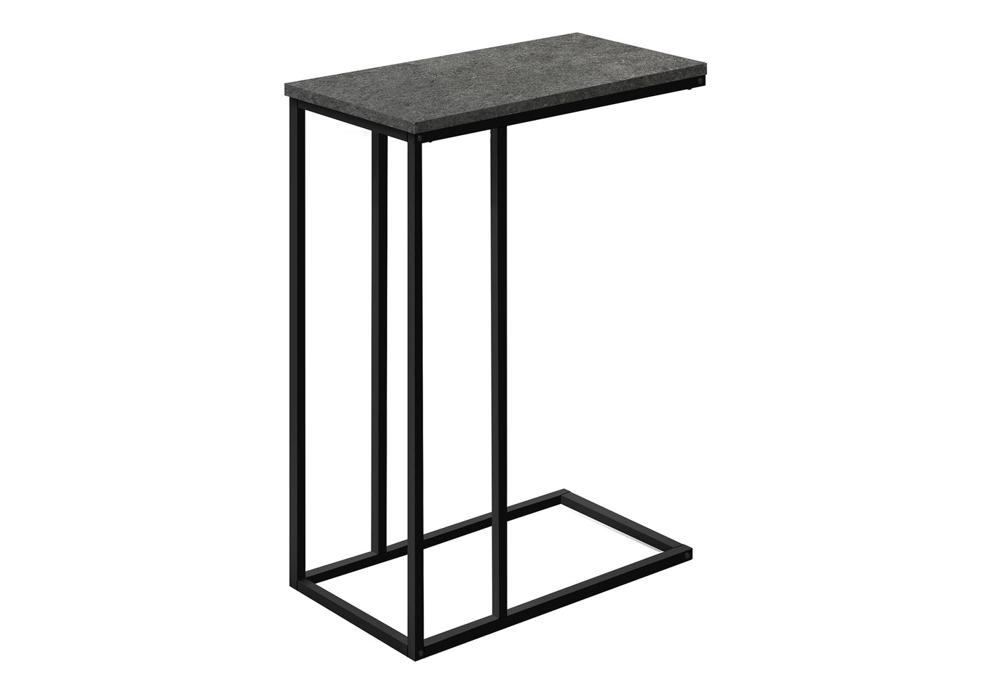 Dark grey speckled modern c table with black metal frame