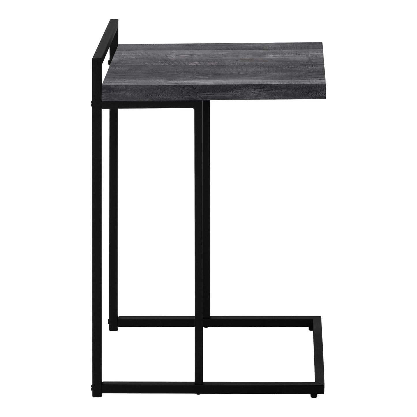 Gray wood grain Ctable with black metal frame perfect accent table