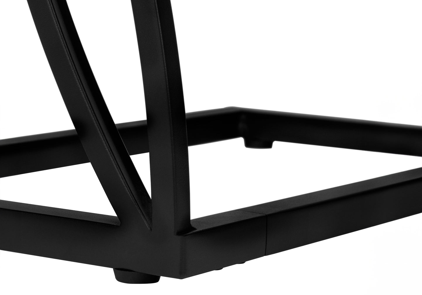 Black metal table base with geometric support legs