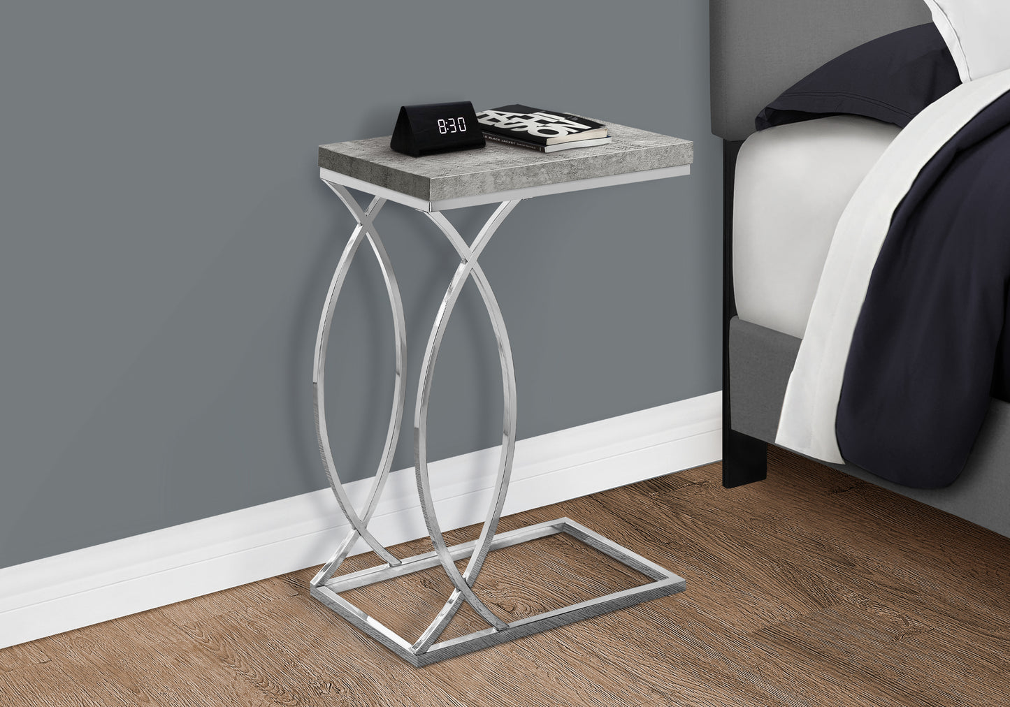 Modern Ctable with faux marble top and chrome base perfect for living rooms