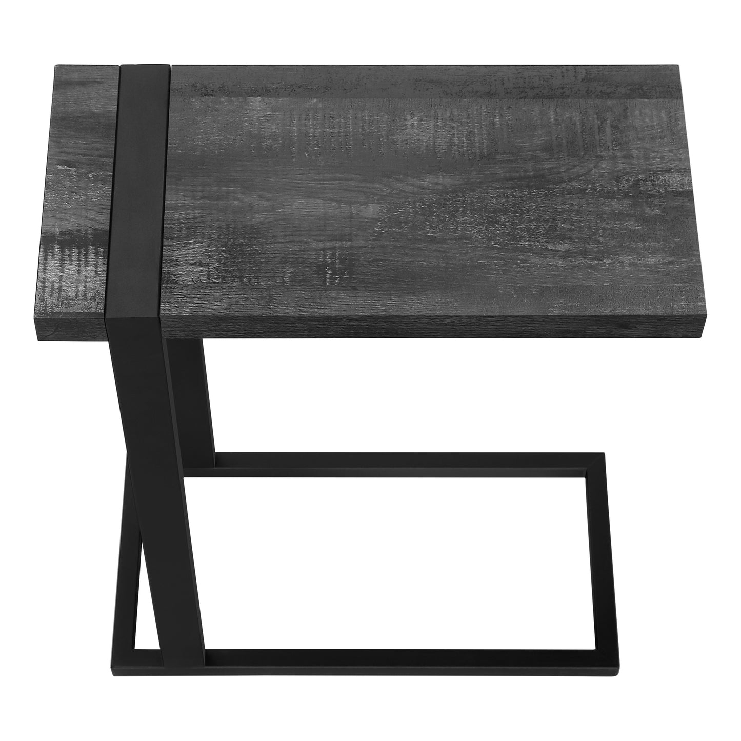 Dark wood C table with black metal frame modern accent furniture