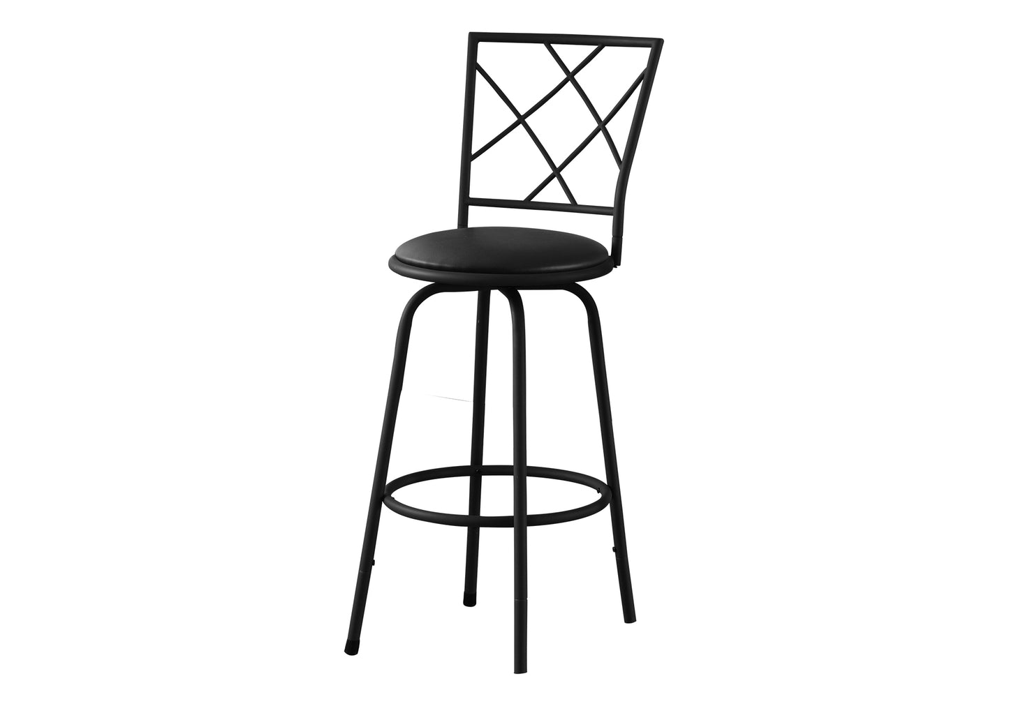 Black metal bar stool with diamond backrest and padded seat