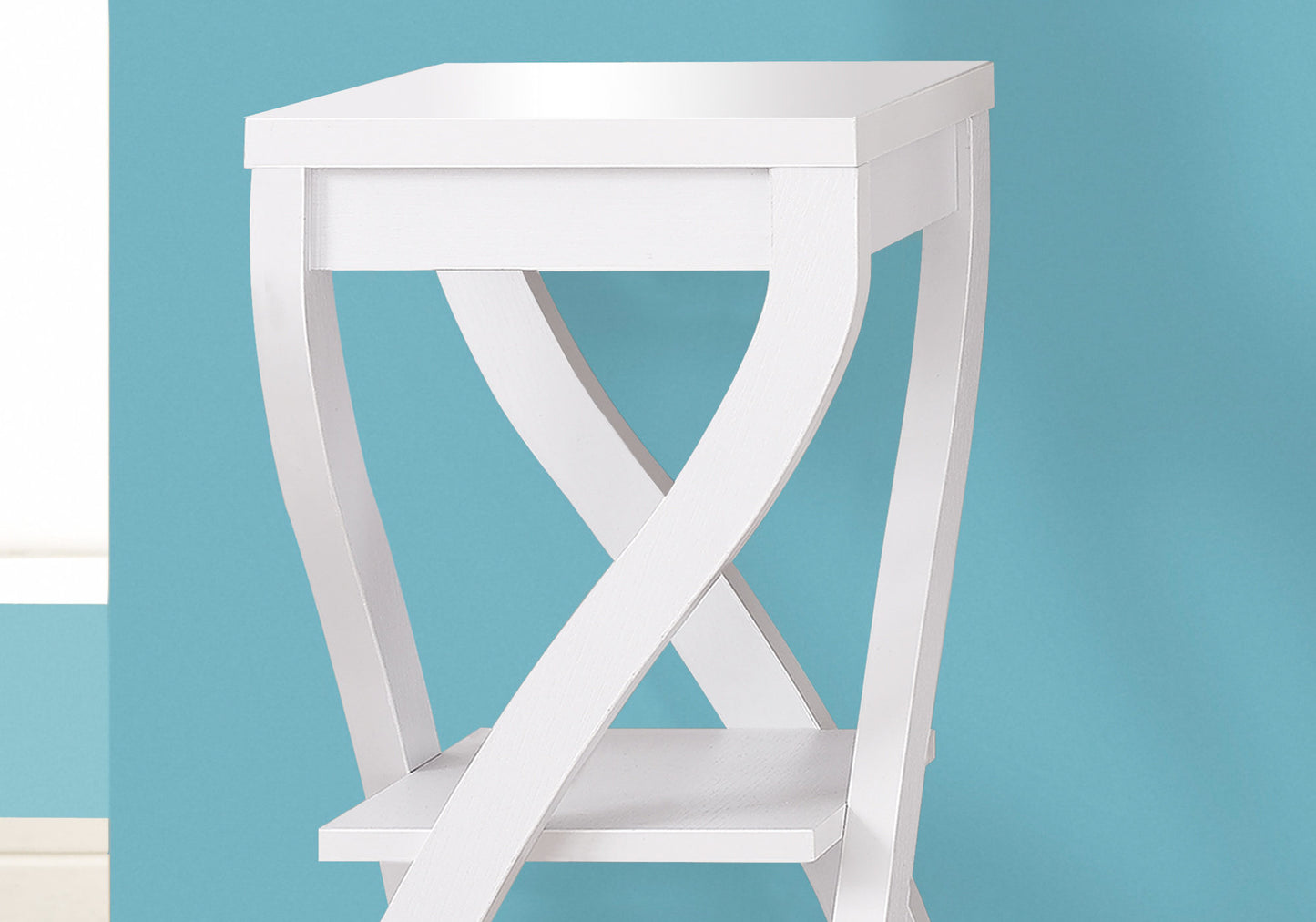 White Xleg accent table with a contemporary design perfect for modern living rooms