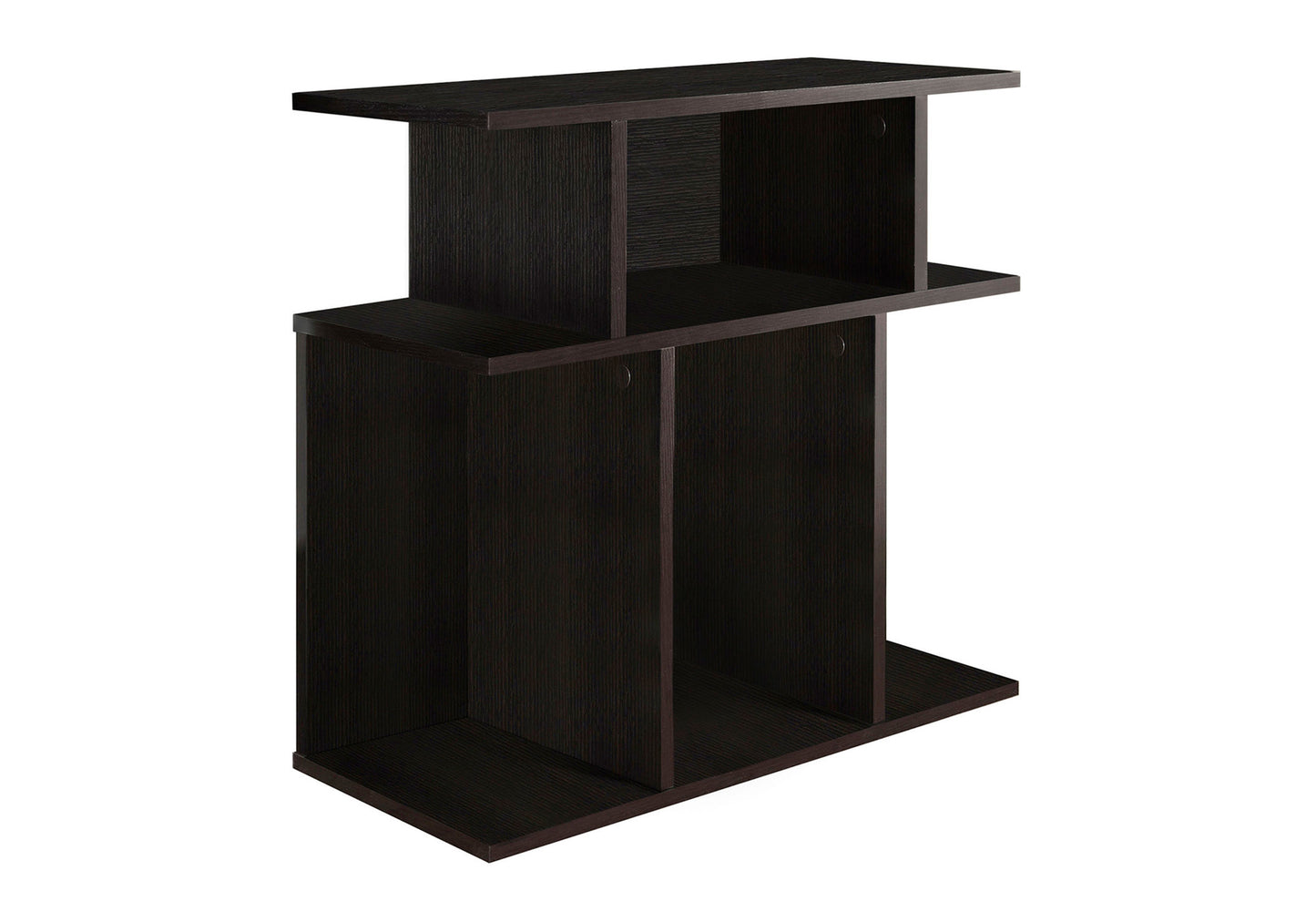 Dark espresso wood cube shelf with open compartments for storage