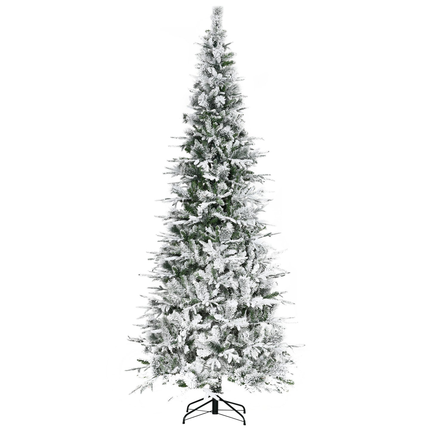 Flocked artificial Christmas tree with green branches and realistic snow effect