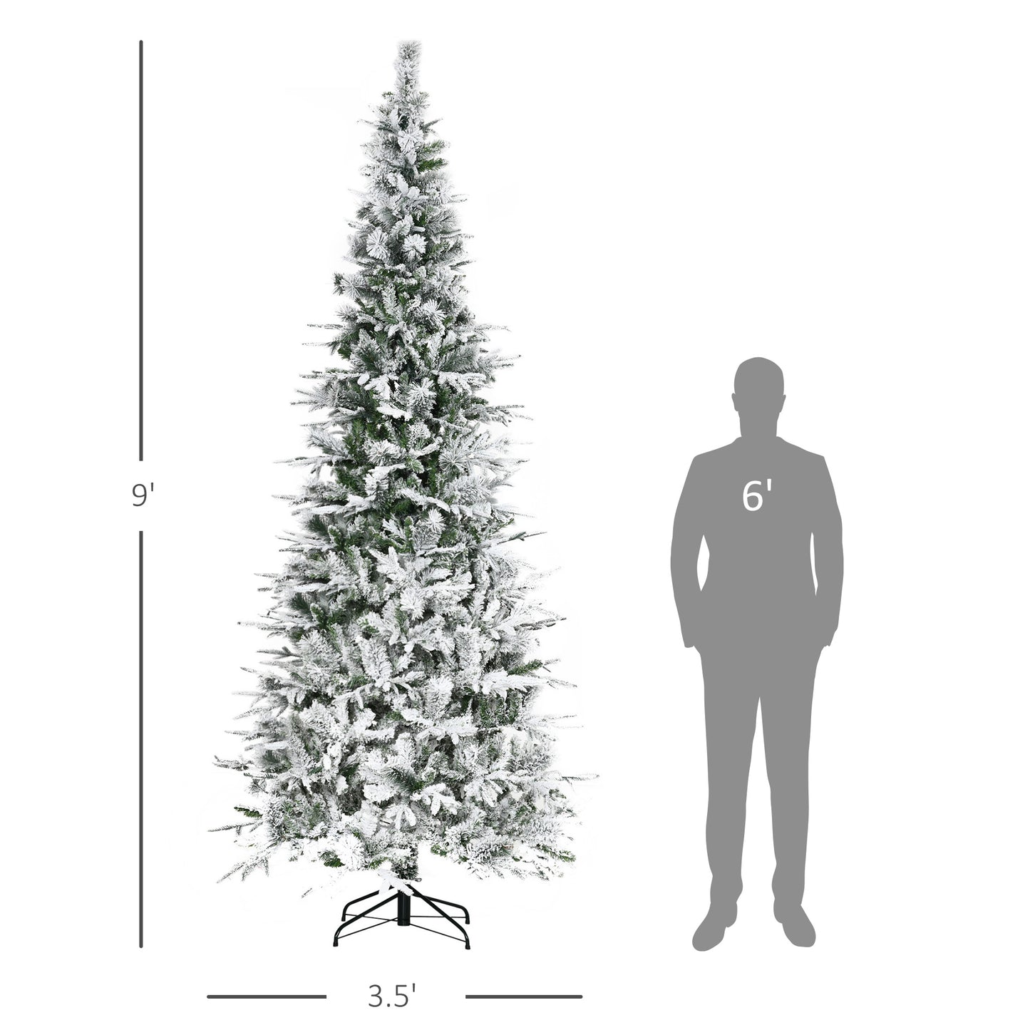 foot flocked artificial Christmas tree with flocked branches and metal stand