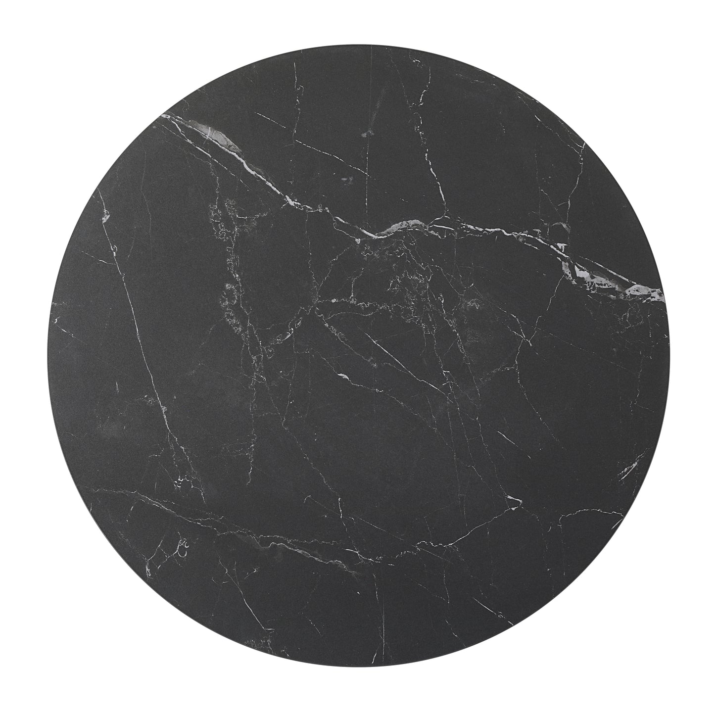 Dark grey round marble table top with white veining ideal for dining rooms
