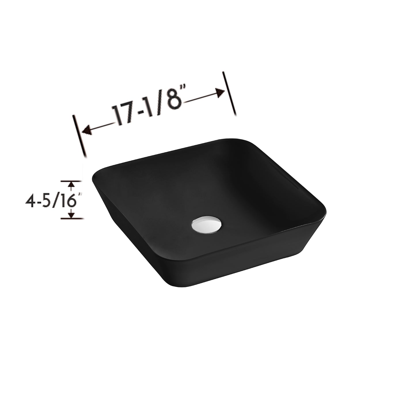 Matte black square vessel bathroom sink wide