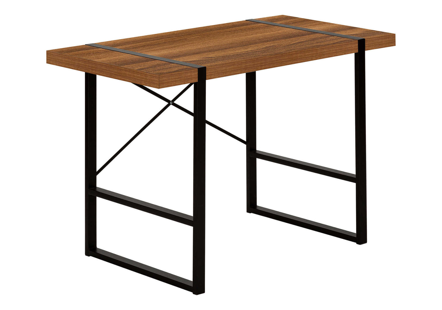 Modern wood and black metal console table with clean lines for entryway