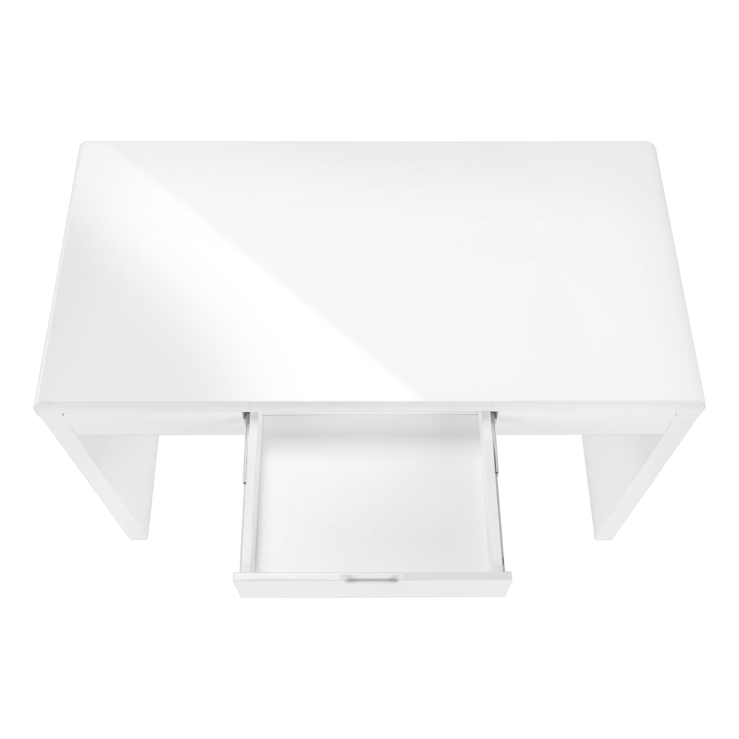 Minimalist white desk with one open drawer modern home office furniture
