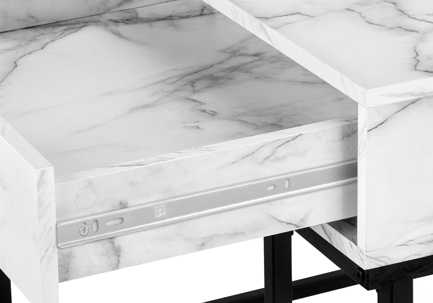 White marble effect drawer with smooth metal runners ideal for modern furniture