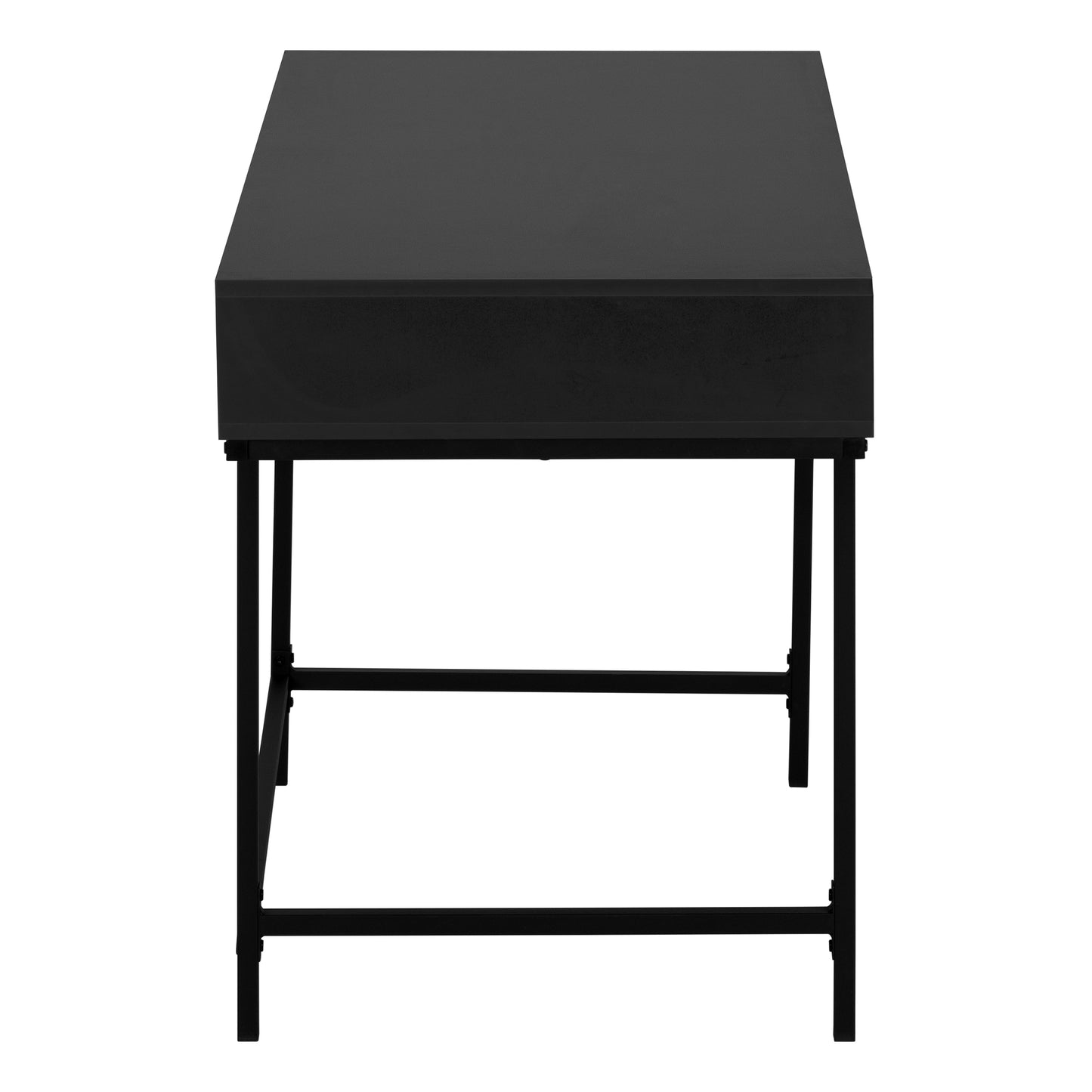 Sleek black minimalist desk with thin metal legs perfect for a modern home office