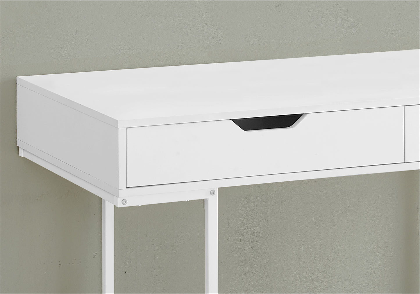 White minimalist console table with a sleek drawer design