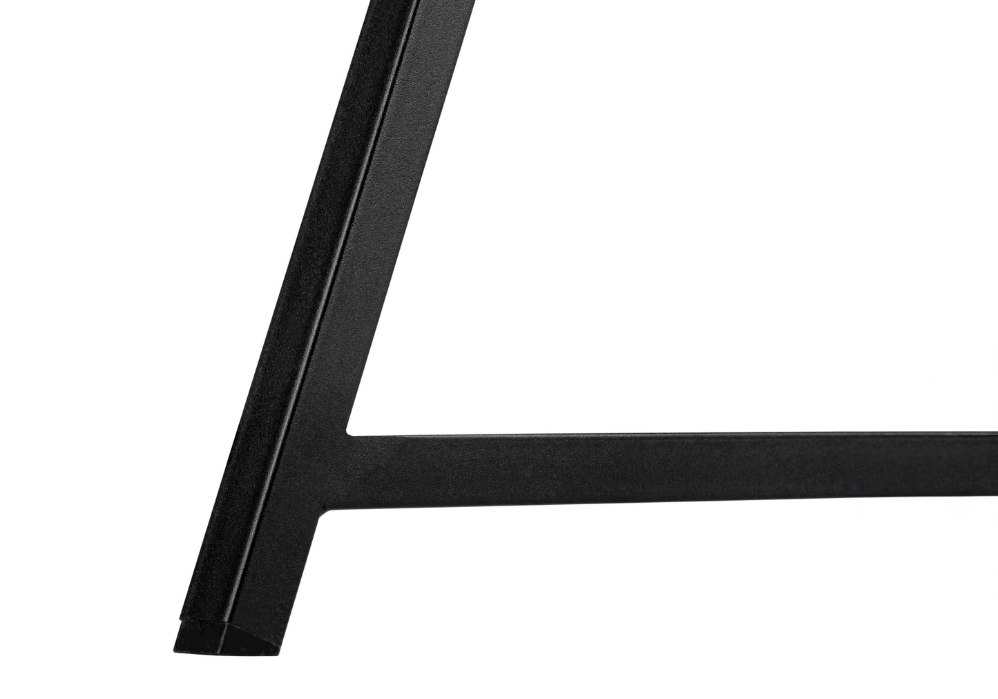 Closeup of matte black metal table leg modern minimalist design