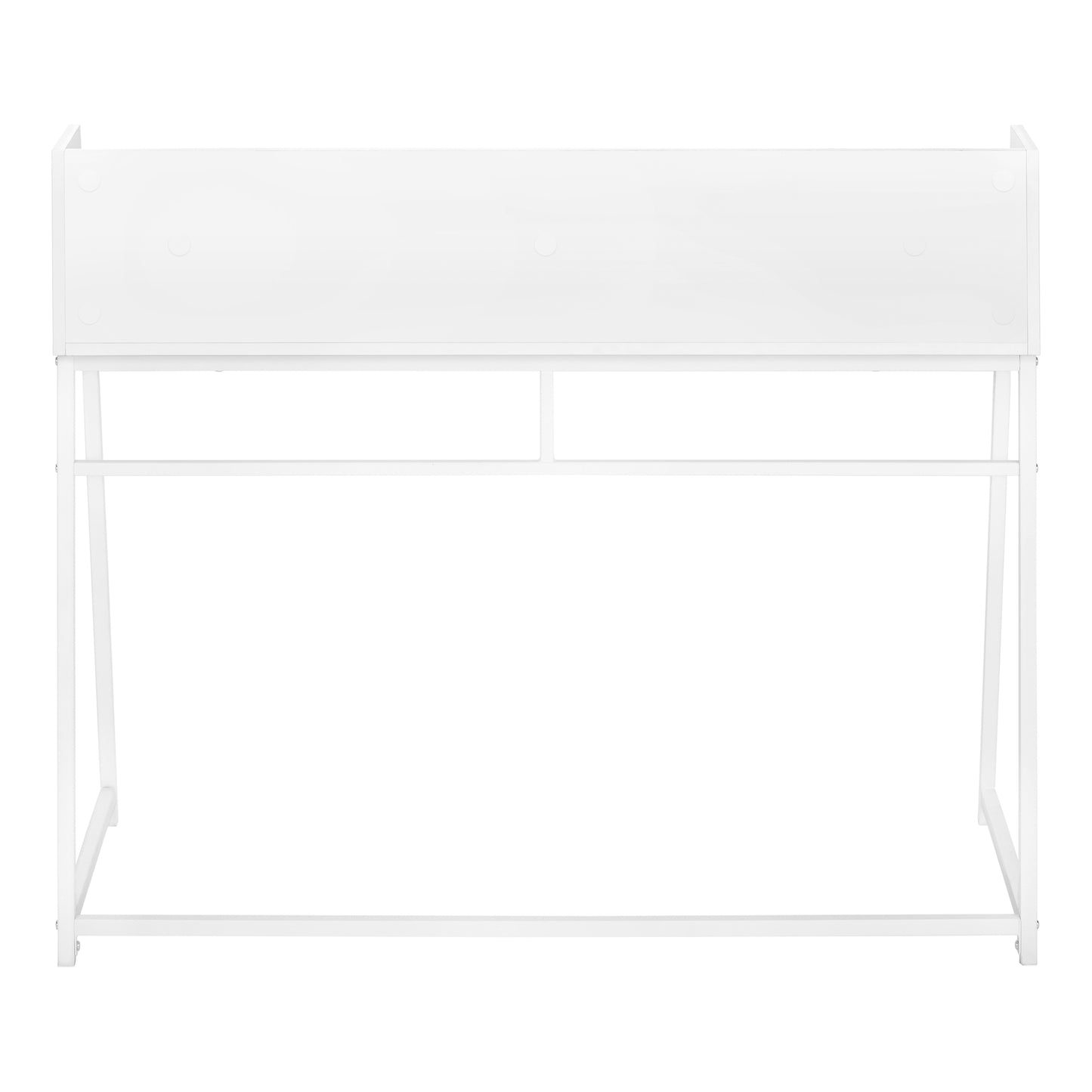 Minimalist white metal garment rack with a clean modern design for clothing storage