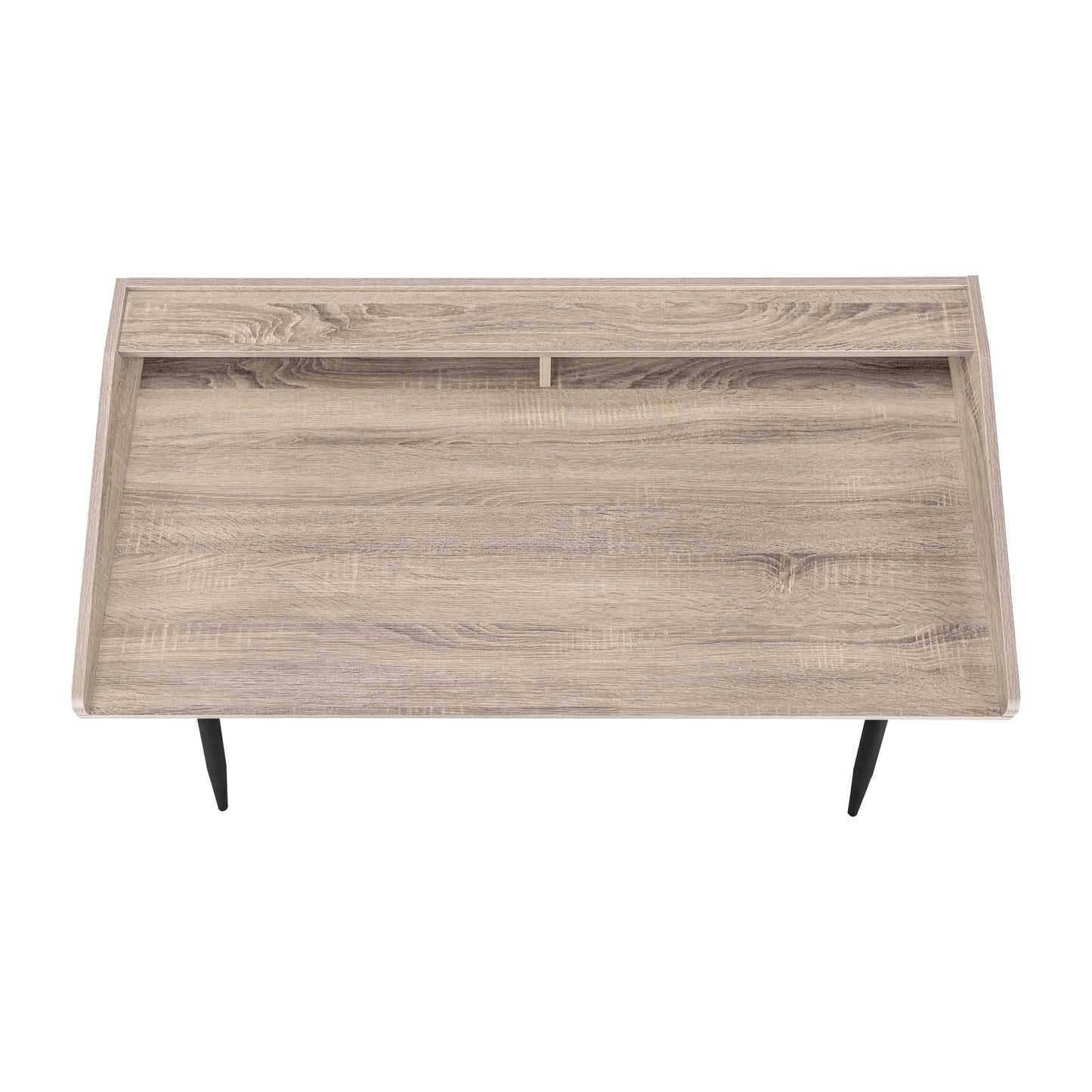 Light oak veneer modern writing desk with minimalist black legs