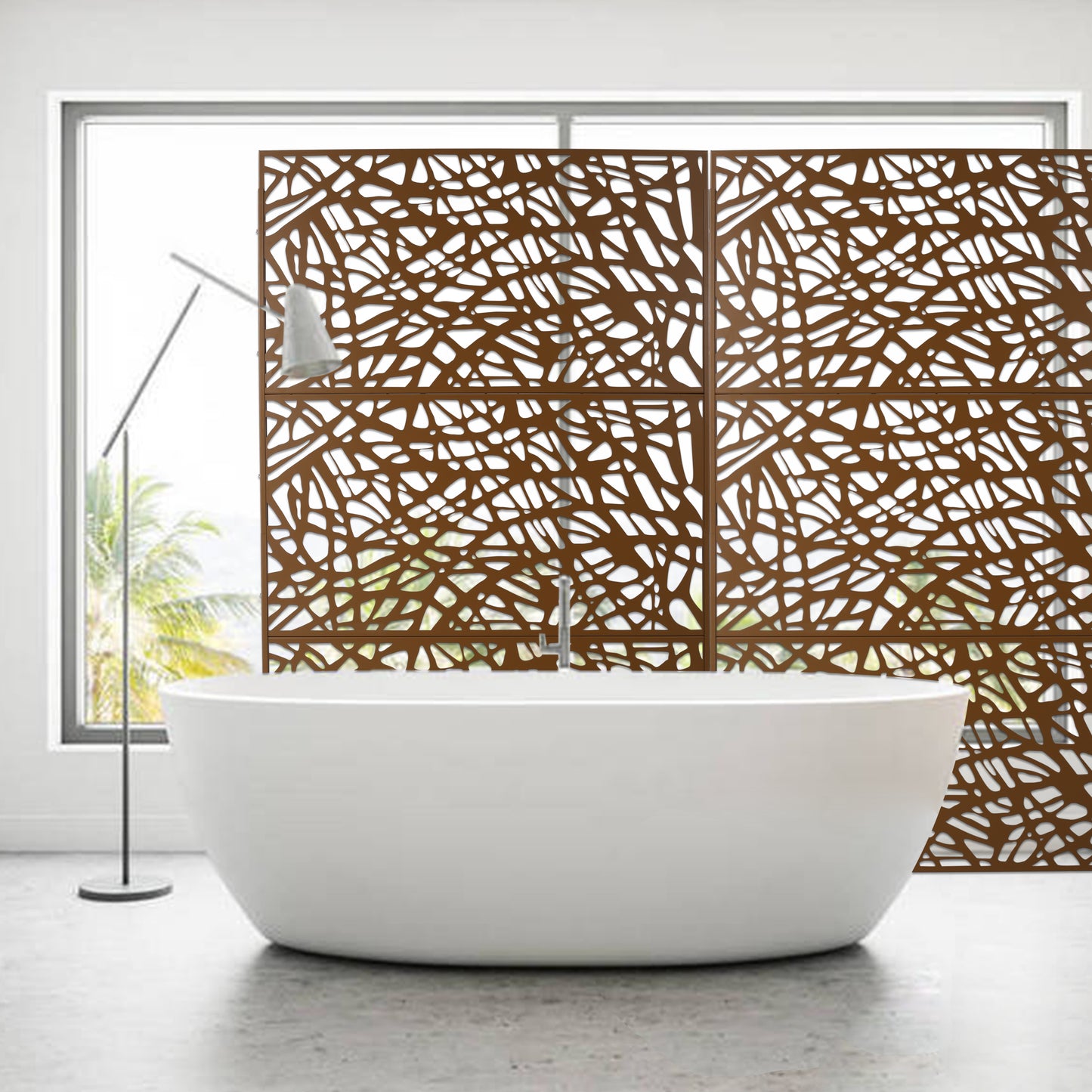Bronze lasercut decorative screen with organic abstract pattern