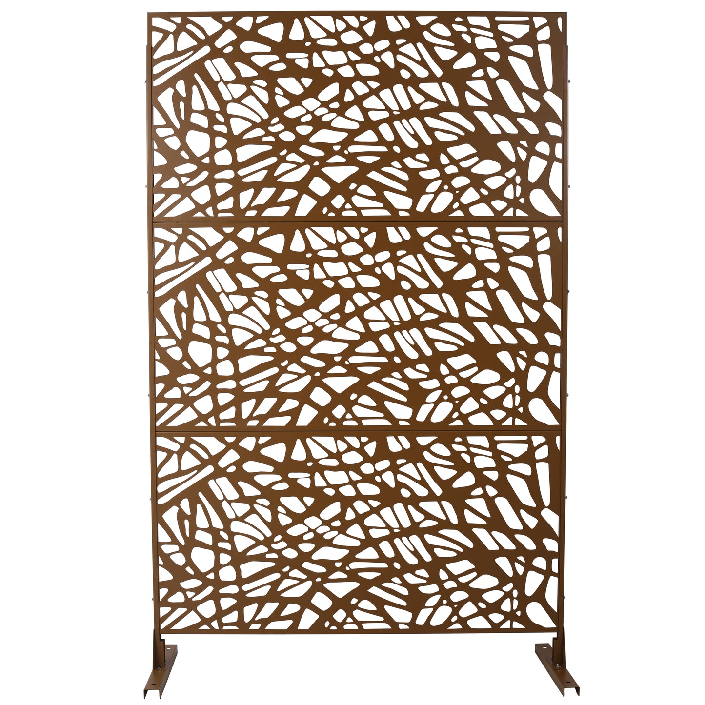 Bronze metal garden screen with organic vinelike cutouts ft tall