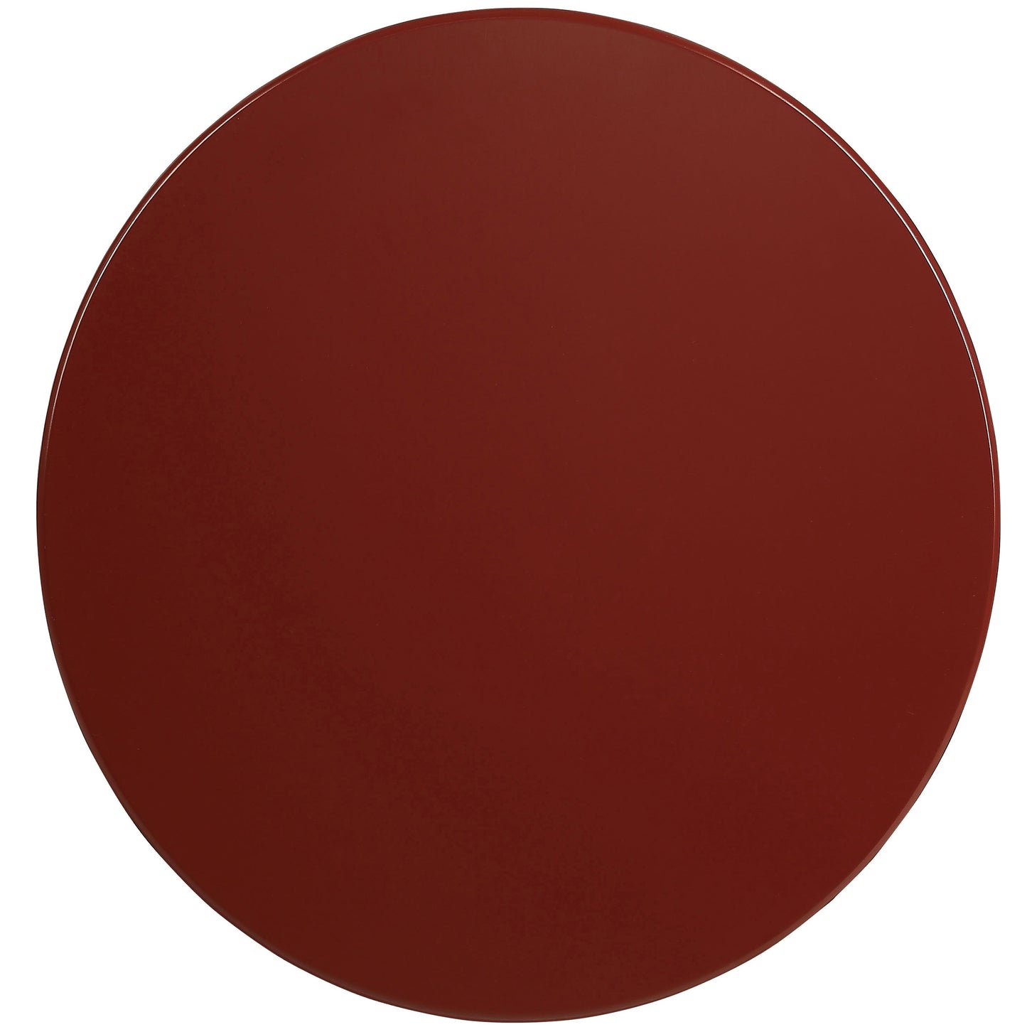 Glossy circular dark red serving platter for appetizers and desserts