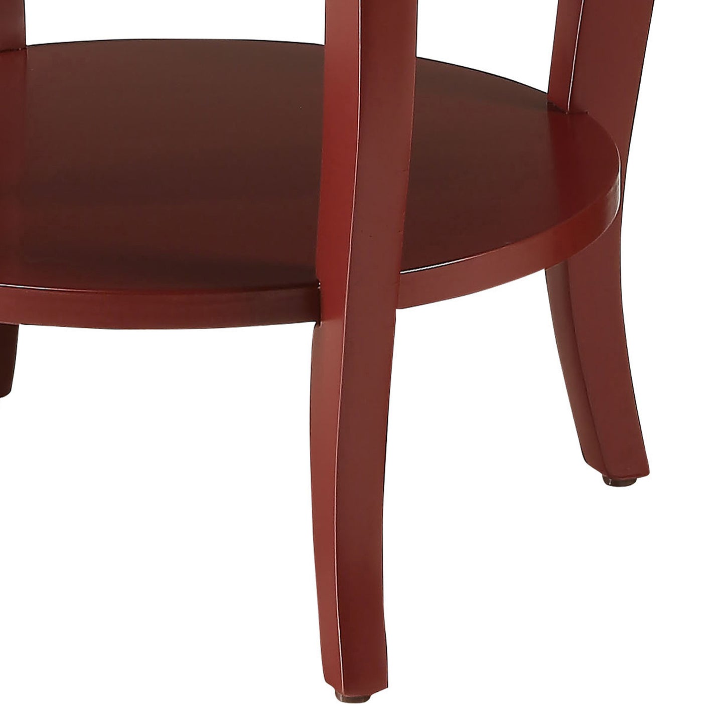 Cherry wood accent table with curved legs and two shelves