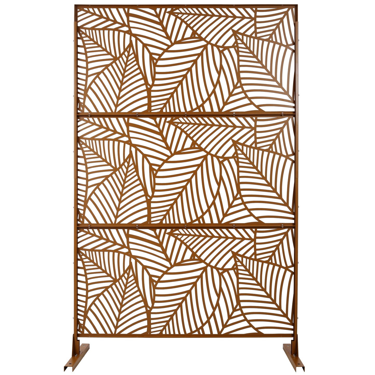 Bronze outdoor garden screen with intricate leaf pattern ft tall