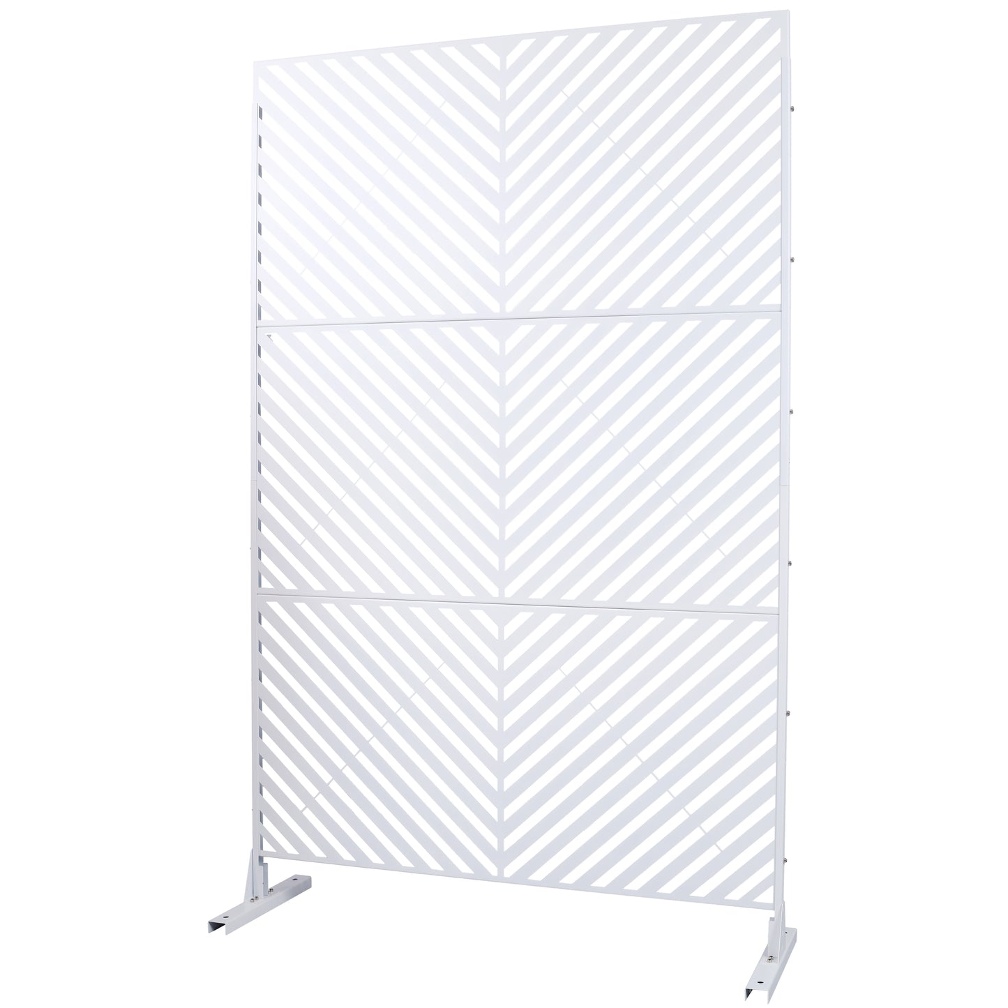 White metal decorative screen with chevron pattern ft tall room divider