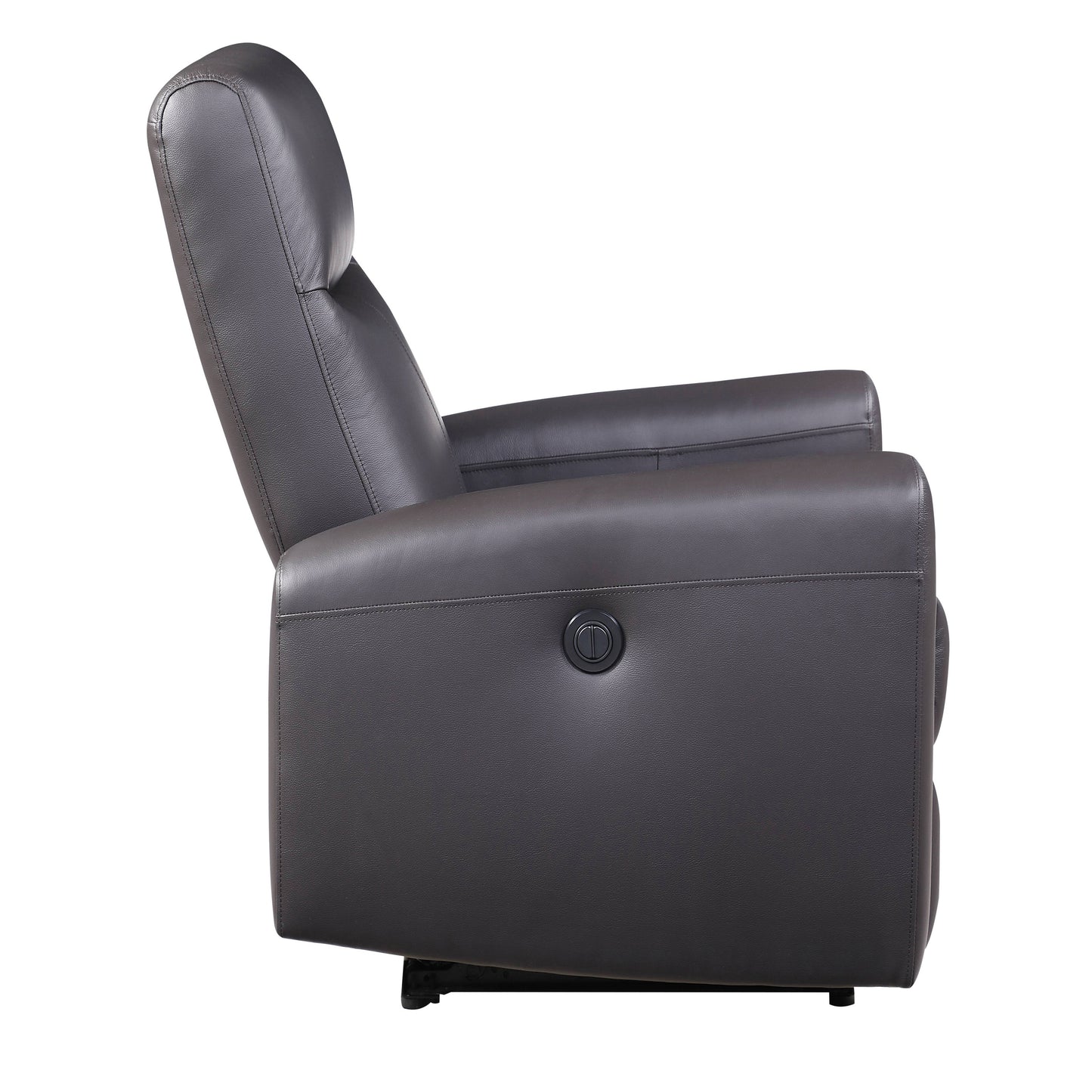 Modern grey leather recliner chair with side power control for ultimate comfort