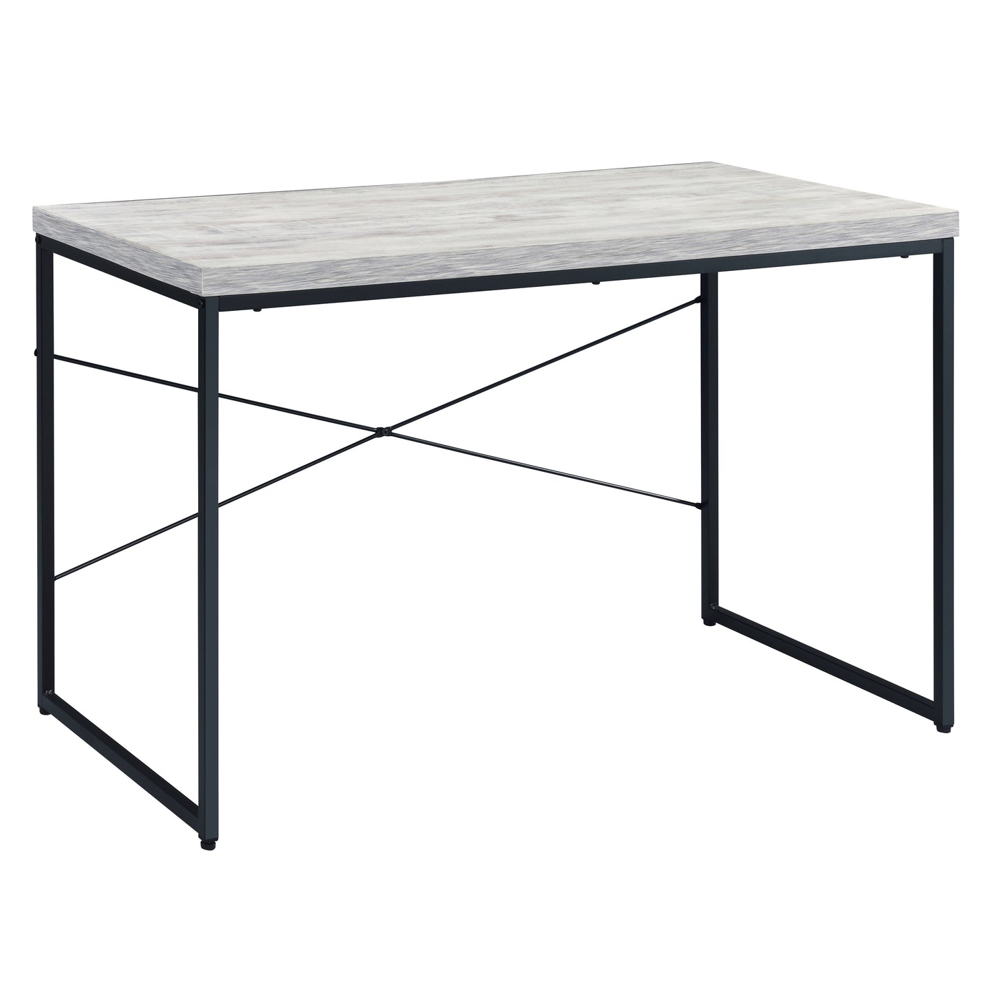 Rustic grey wood grain top writing desk with black metal frame